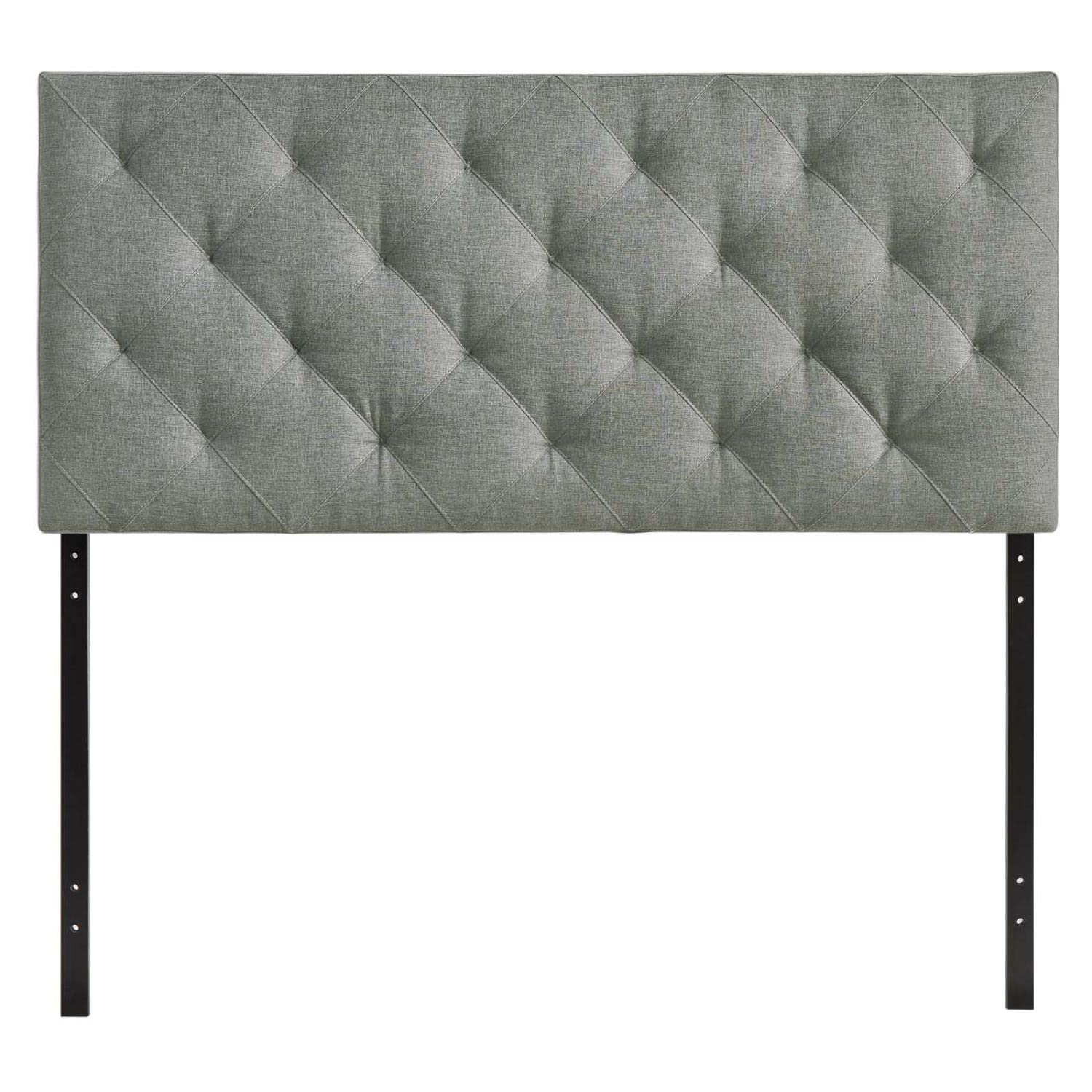 Modway Theodore Tufted Diamond Pattern Linen Fabric Upholstered Queen Size Headboard in Gray - Modern Bedroom Decor for Master & Guest Rooms