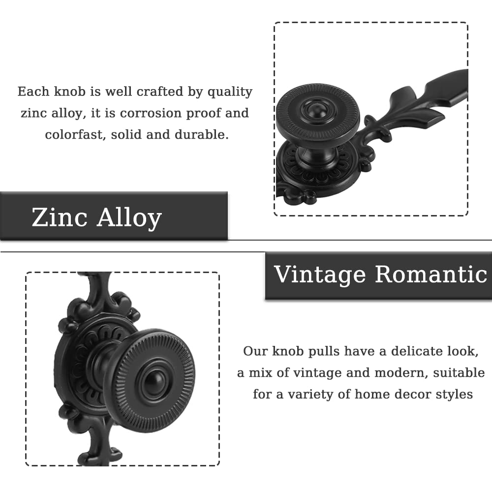 Vintage Black Kitchen Cabinet Knobs - 4.7