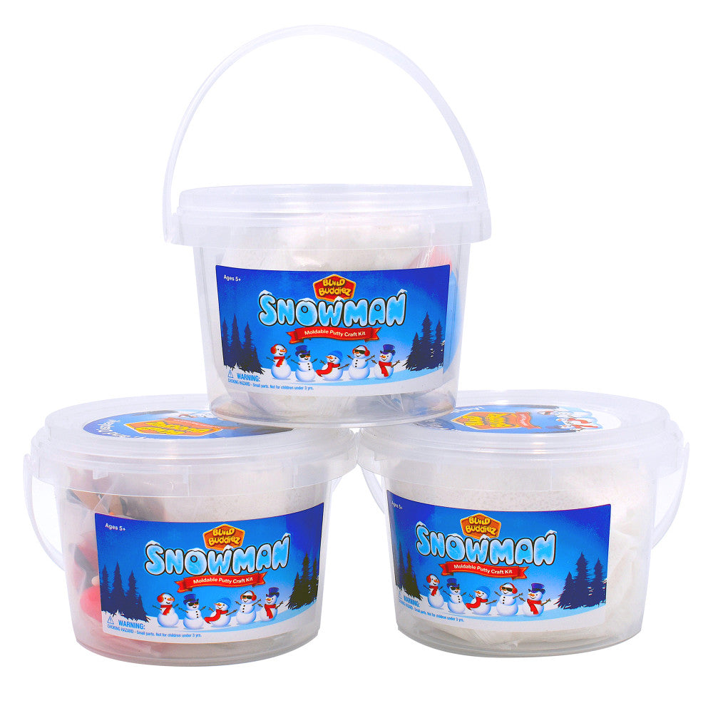 Build Buddiez Snowman Foam Craft Kit 3 Pack - DIY Winter Craft for Kids Ages 5+, Fun Holiday Activity for Classroom & Home Decor, Creative Christmas Gift for Boys & Girls