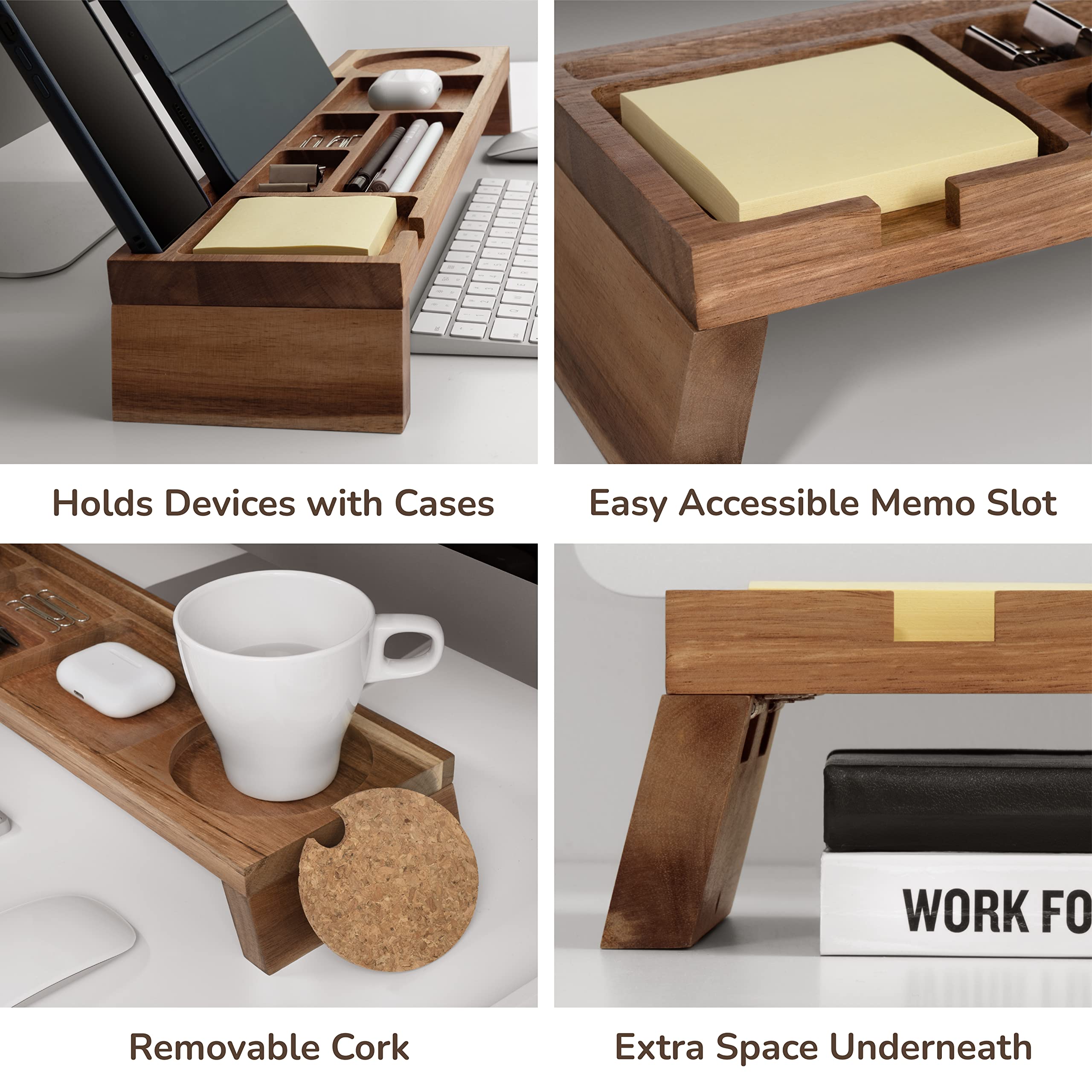 Premium Natural Wood Desk Organizer with Multi-Compartment Storage - Handcrafted Wooden Office Organizer for Home & Workspace - Desktop Pencil Holder & Stationery Tray - Perfect for Office, Study, and Craft Room Organization