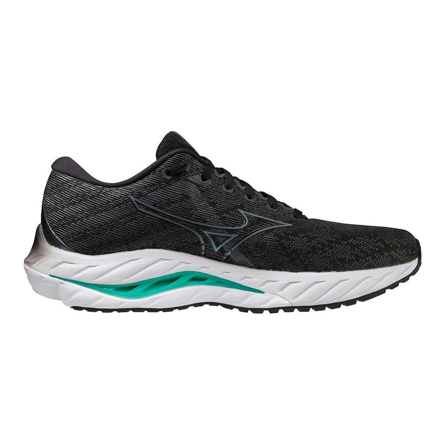 Mizuno Wave Inspire 19 Running Shoes for Men - Black/Metallic Grey - Size 11.5 2E Wide - Perfect for Road Running, Jogging & Gym Workouts