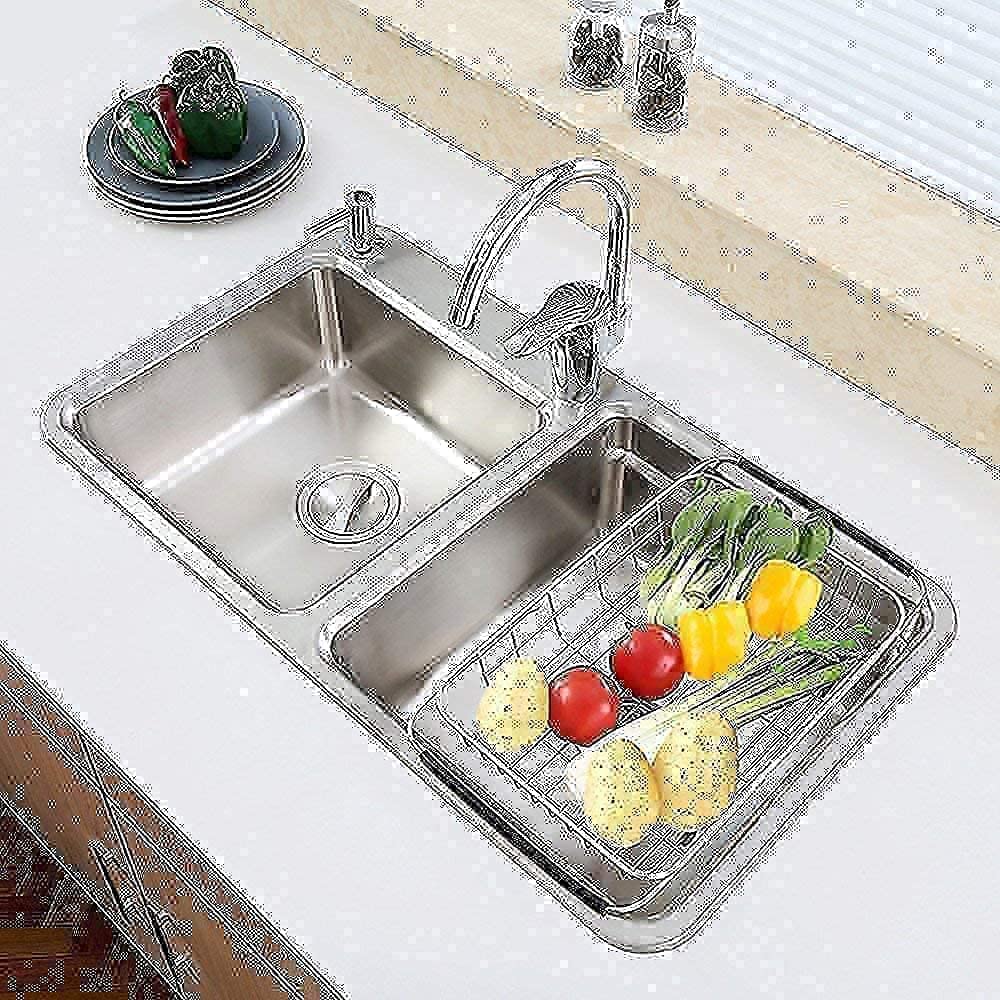 Stainless Steel Expandable Dish Drying Rack with Utensil Holder - Heavy Duty Kitchen Cabinet Storage Shelf for Dishes, Cups & Cutlery | Rustproof & Durable Design for Countertop, Sink or Cabinet Organization - Perfect for Small Kitchens, Apartments & RVs