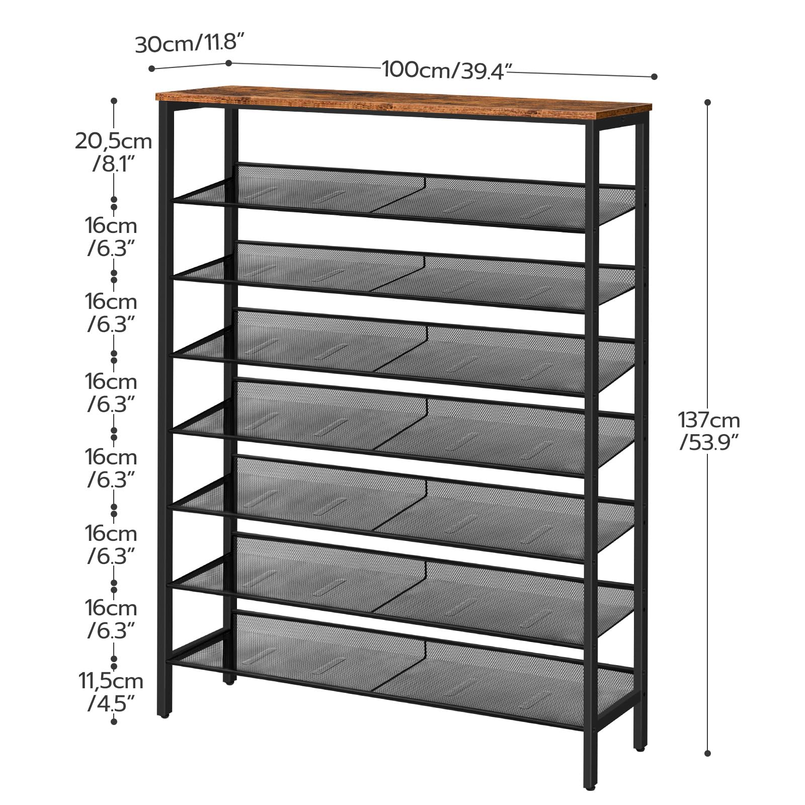 HOOBRO 8-Tier Shoe Rack - Large Capacity Shoe Storage Organizer with Adjustable Metal Shelves for 32-40 Pairs of Shoes | Space Saving Sturdy Shoe Shelf for Entryway, Closet & Bedroom Organization