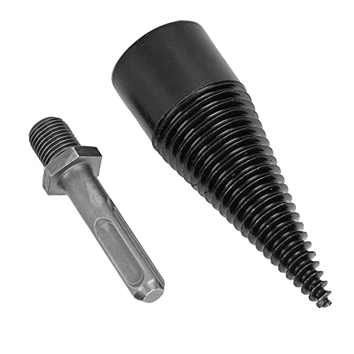 High Strength Round Shank Firewood Drill Bit - Screw Cone Wood Splitting Tool for Electric Drill & Hammer - Perfect for Firewood Preparation, Log Splitting & DIY Woodworking Projects