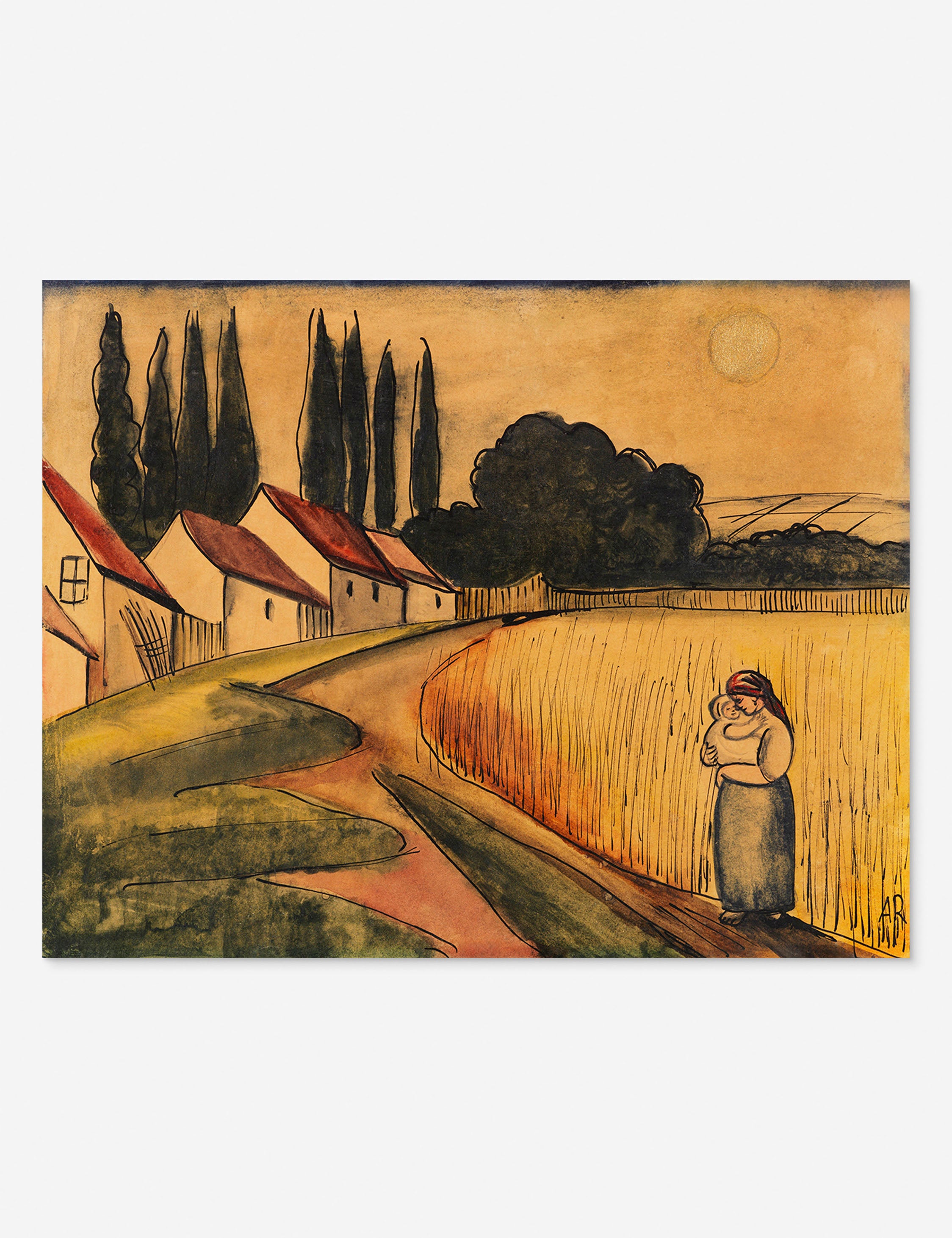 Anita Rée 'Farmer's Wife with Child' Art Print - Vintage German Expressionist Painting Reproduction for Home & Office Decor