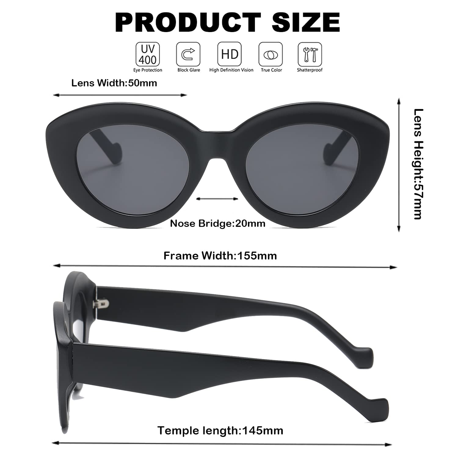 EYLRIM Fashion Inflatable Cat Eye Sunglasses for Women - Cute Funny Sexy Lip Designer Bubble Sun Glasses | Perfect for Beach, Pool Party & Summer Vacation Accessories
