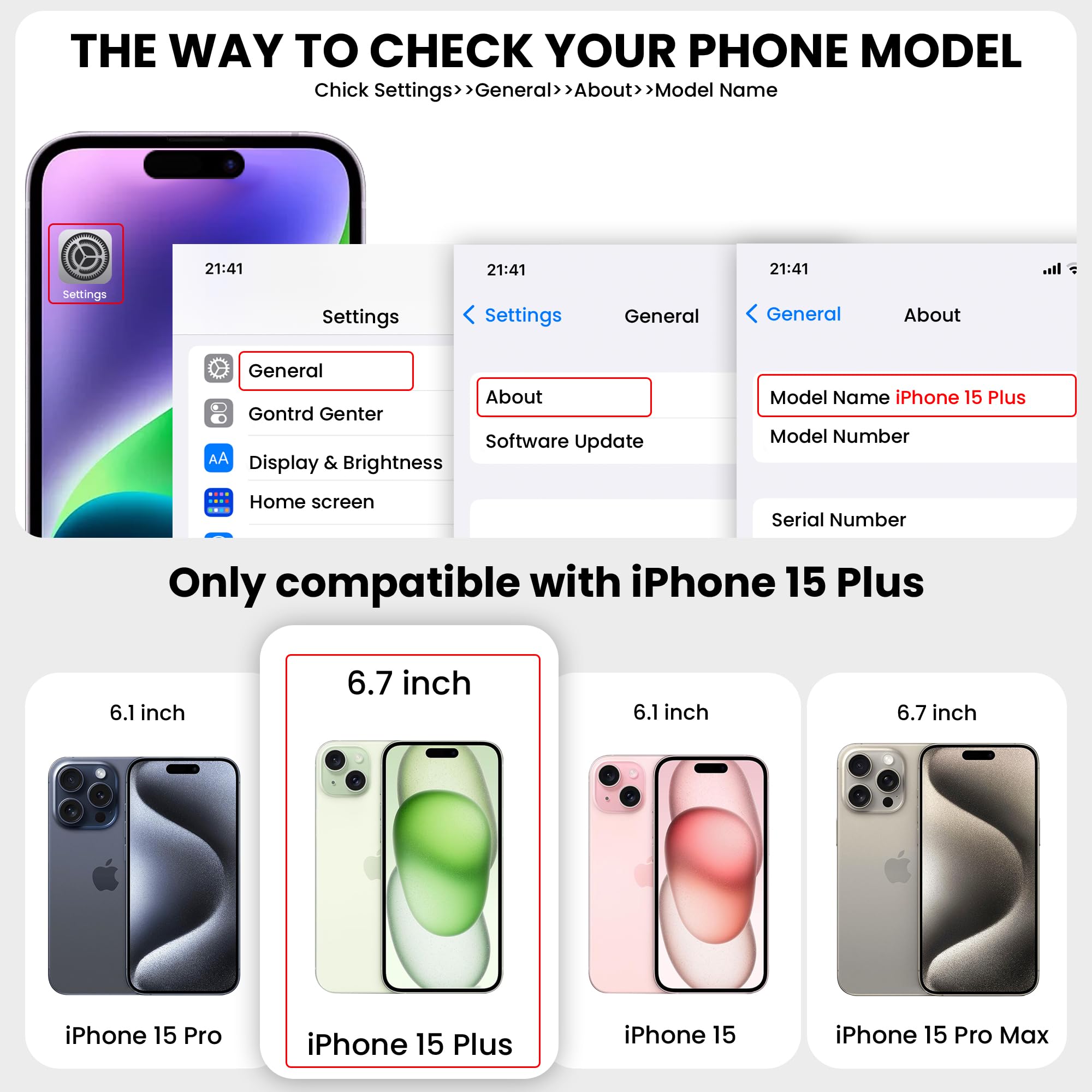Premium Leather Wallet Case for iPhone 15 Plus 6.7