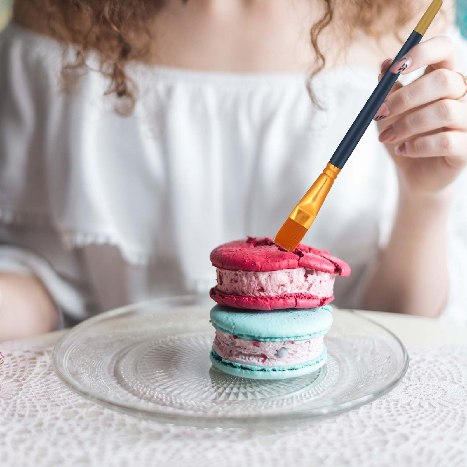 6Pcs Cake Decorating Brushes Set - Food Safe Nylon Pastry & Cookie Painting Brushes for Baking, Cooking, Basting - Perfect for Cake Art, Cookie Design & Culinary Creations