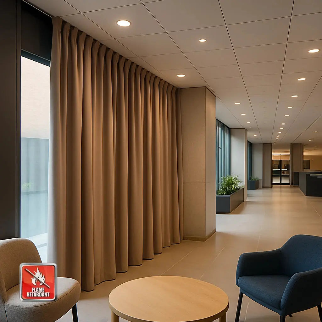 Flame Retardant Pleated Curtains - Fireproof & Heat Resistant for Home Safety - Perfect for Living Room, Bedroom & Office Decor