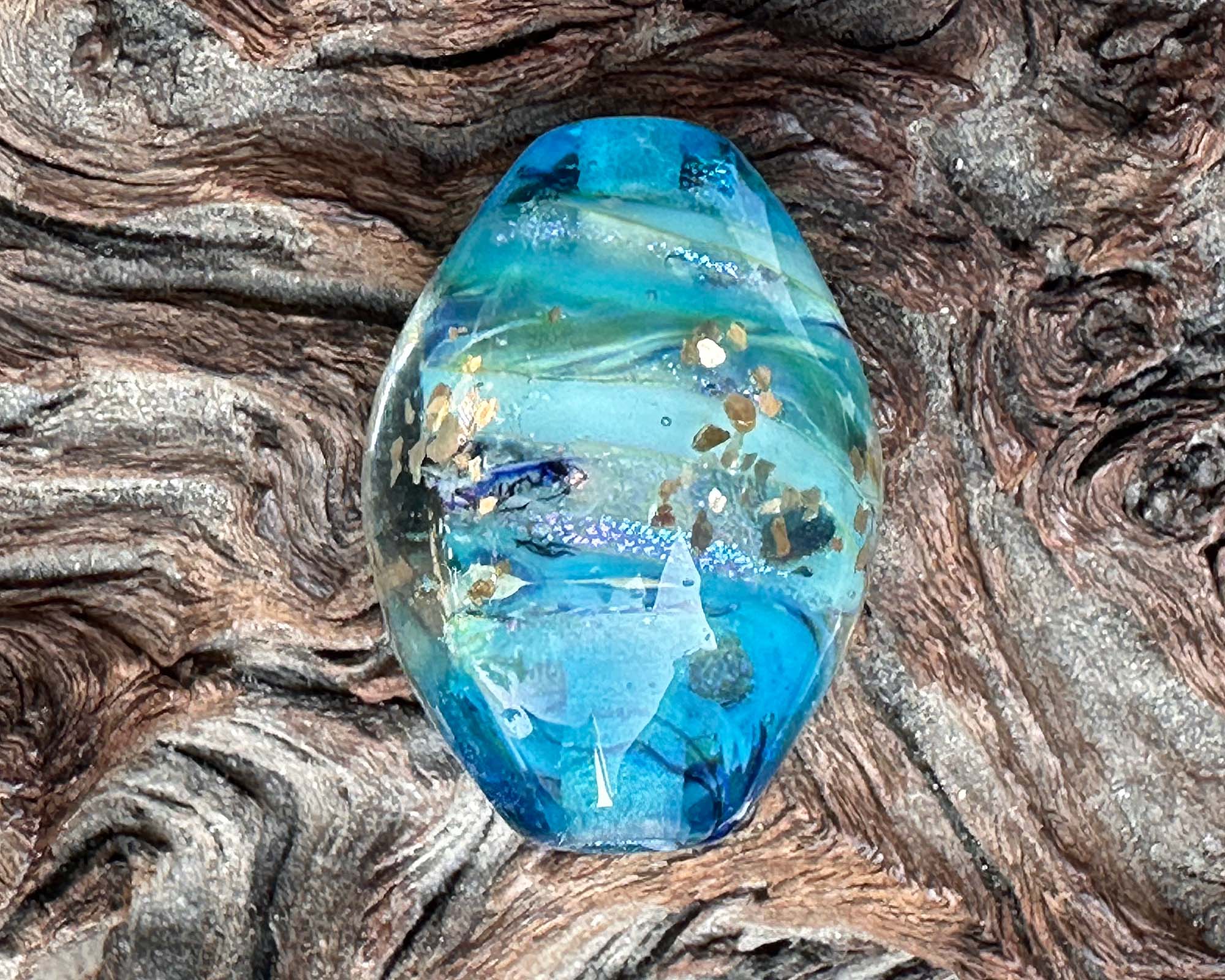 Ocean Mist Blue Lampwork Focal Bead SRA - Handmade Glass Bead for Jewelry Making, DIY Crafts, Necklaces & Bracelets - Perfect for Beaders and Artisans