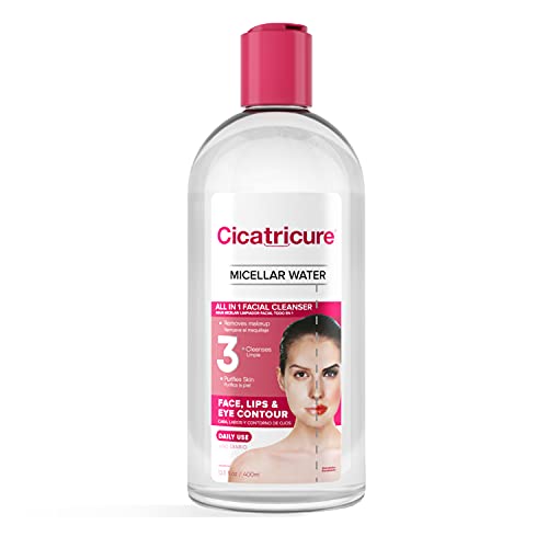 CICATRICURE Micellar Water Facial Cleanser - 13.5oz (Pack of 12) | Gentle Makeup Remover & Daily Face Wash for All Skin Types | Perfect for Travel, Gym & Nighttime Skincare Routine