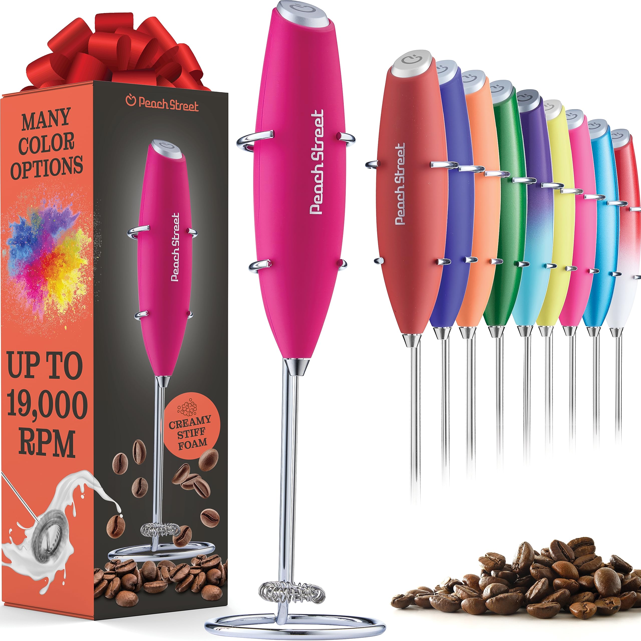 Premium Handheld Milk Frother - Stainless Steel Battery Operated Drink Mixer for Coffee, Lattes & Cappuccino | Portable Mini Milk Foamer with Stand | Perfect for Frappe, Matcha & Hot Chocolate at Home, Office or Cafe