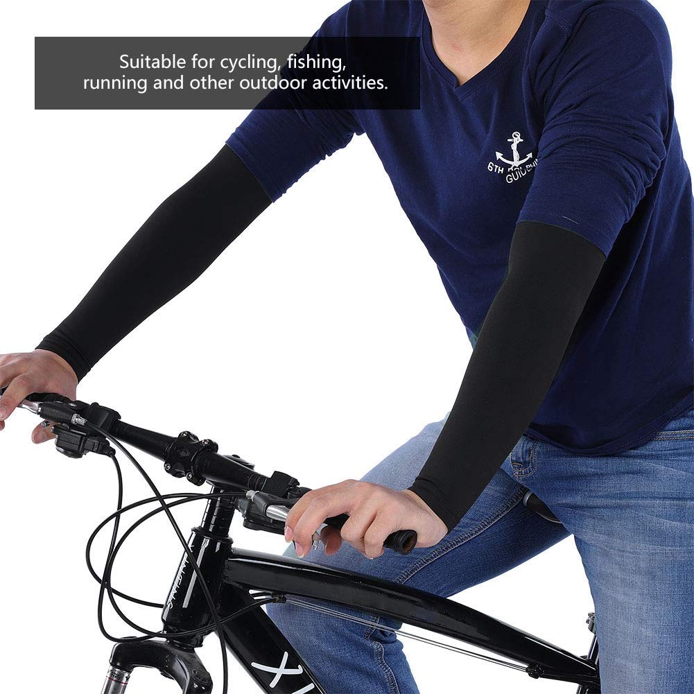 Keenso 1 Pair Windproof Fleece Arm Warmers for Cycling & Outdoor Sports - Breathable UV Protection Arm Sleeves Cover (Large, Black) - Ideal for Running, Hiking, Motorcycling & Cold Weather Activities