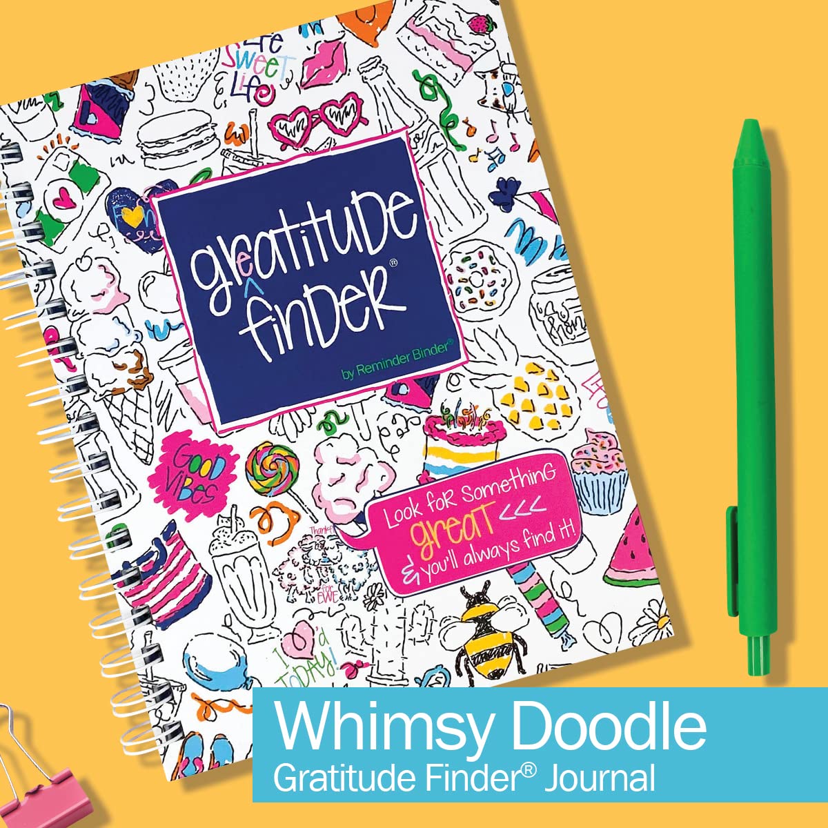 Denise Albright Gratitude Finder® 52-Week Undated Journal for Women, Teens & Girls - Self-Care Diary with 170 Hand-Drawn Stickers (Whimsy Doodle Design) - Perfect for Daily Reflection, Mindfulness Practice & Personal Growth