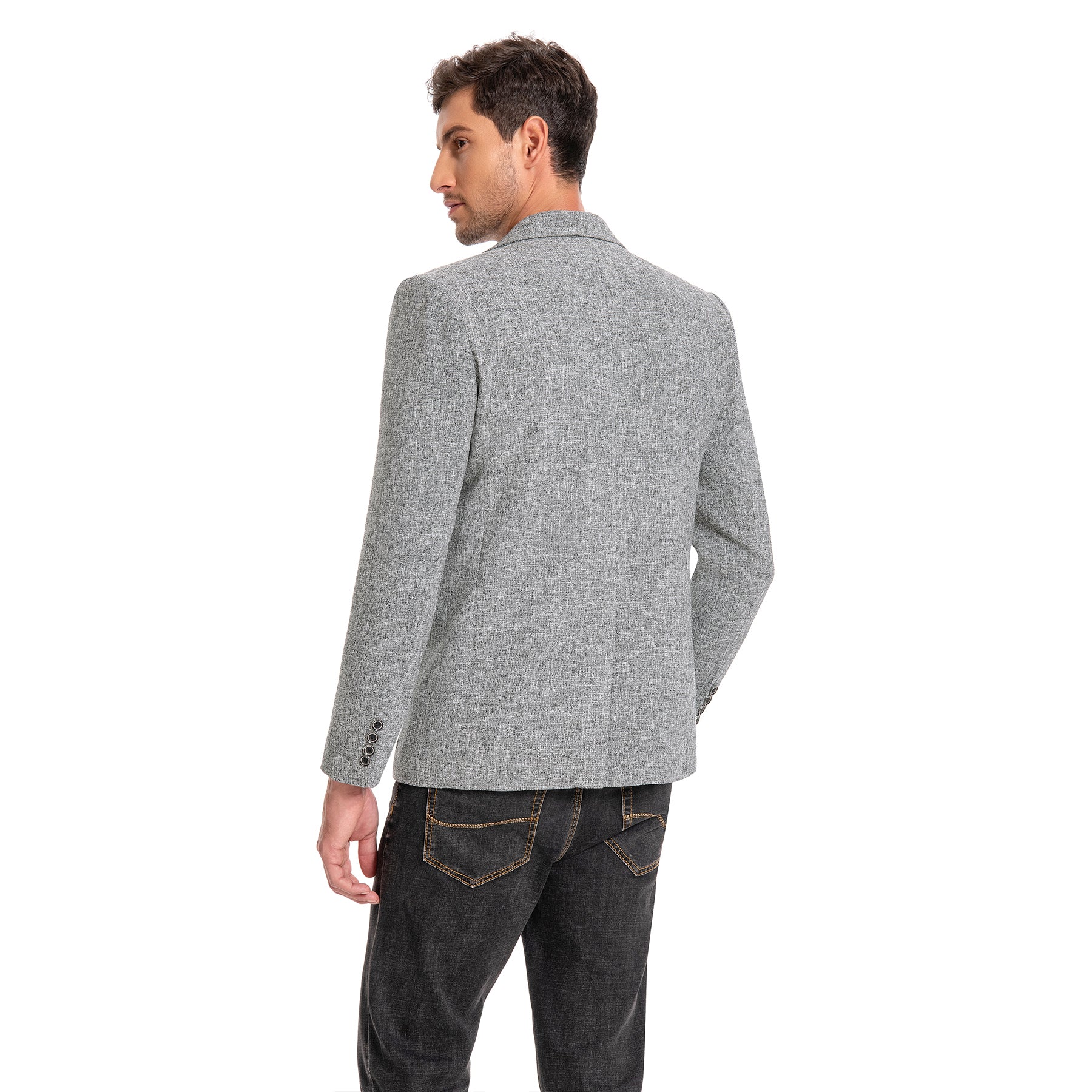 Men's Grey Notch Lapel Single Breasted Blazer - Slim Fit Business Suit Jacket for Office, Wedding & Formal Events
