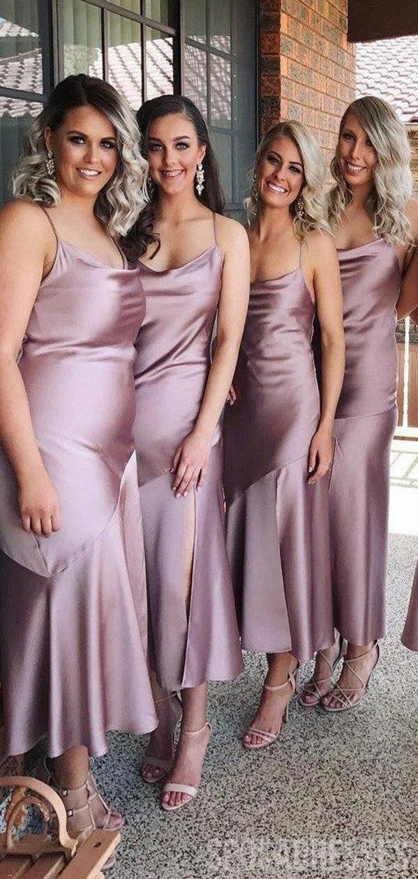 Elegant Dusty Purple Spaghetti Strap Sheath Bridesmaid Dressing Gown WG955 - Perfect for Wedding Parties, Bridal Showers & Special Occasions