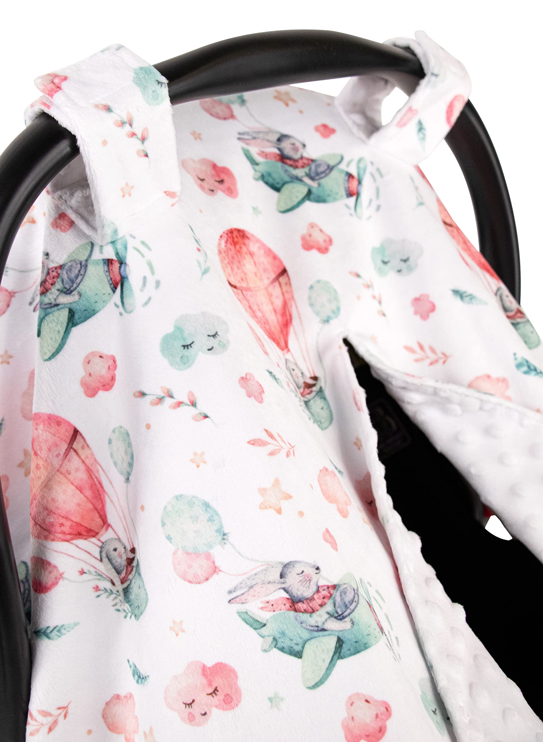 Premium Baby Car Seat Cover - Soft Minky Fabric with Adorable Rabbits in The Sky Design, 40