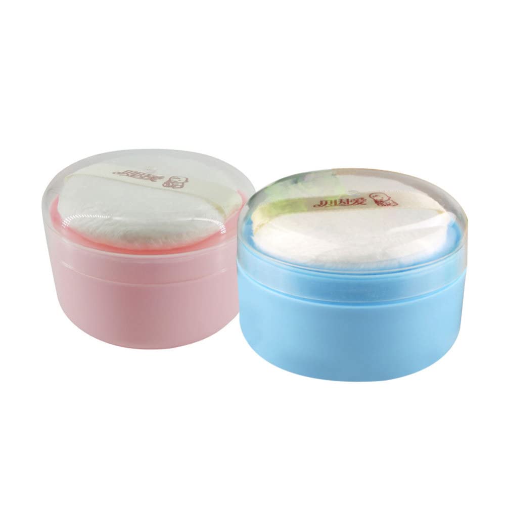 Blue Travel Size Portable Body Powder Container with Hand Holder - 2 Pack Talcum Storage Boxes for Face & Body Loose Powder | Perfect for Gym, Travel & On-the-Go Touch Ups