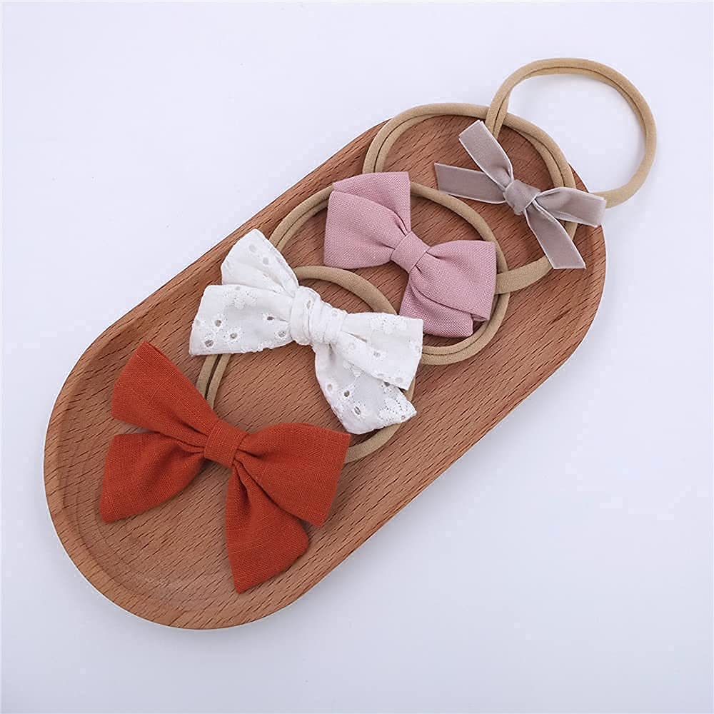 Baby Headbands with Bows for Newborns & Toddlers - Soft Elastic Nylon Hair Accessories for Girls | Perfect for Photoshoots, Birthday Parties & Daily Outfits
