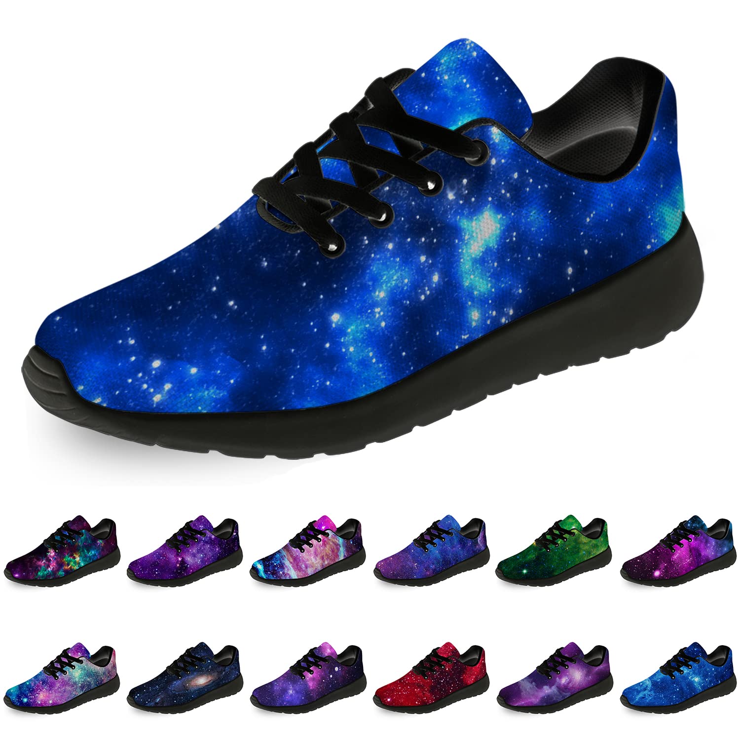 **Men's & Women's Galaxy Running Shoes - Lightweight Walking & Tennis Sneakers with Cosmic Nebula Design - Navy Blue & Black - Size 13 Men/15.5 Women - Perfect for Jogging, Gym Workouts & Casual Wear**