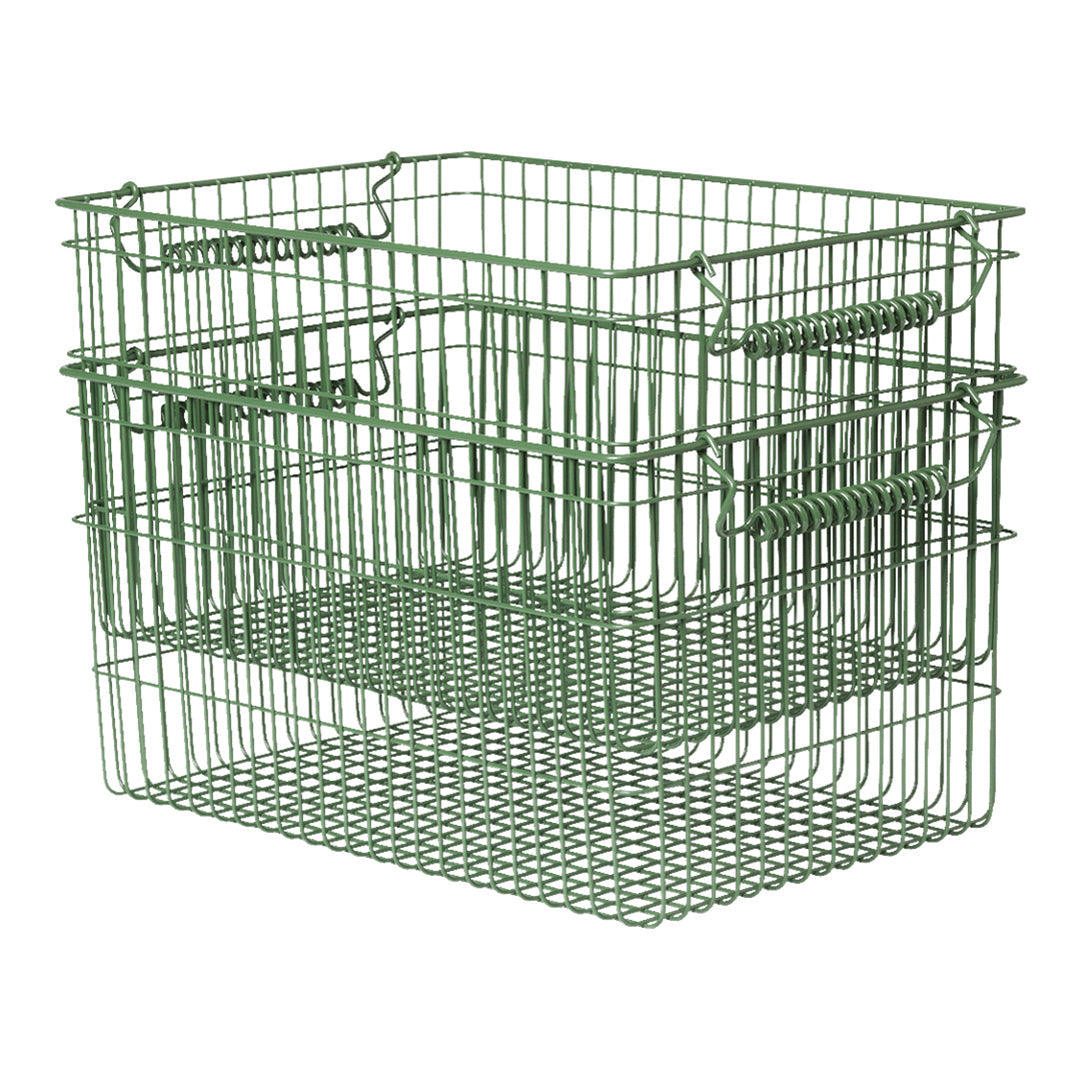 Stackable Storage Baskets Set of 2 - Organize Home, Office & Nursery - Perfect for Shelves, Closets & Bathroom Organization