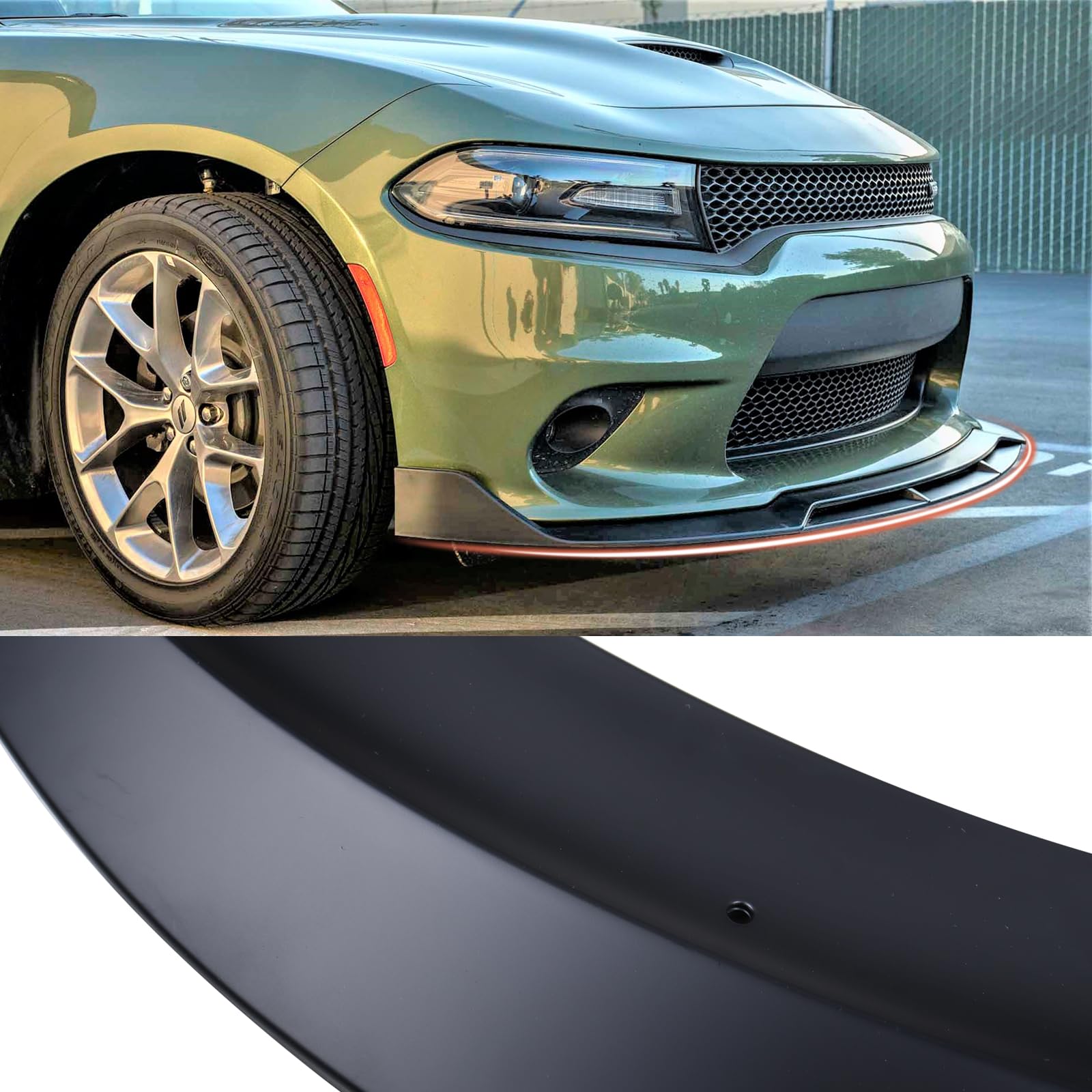 2015-2023 Dodge Charger SRT RT GT SXT Matte Black Front Bumper Lip Spoiler - Aerodynamic Body Kit Accessory for Enhanced Style & Performance - Perfect for Street Racing & Car Shows