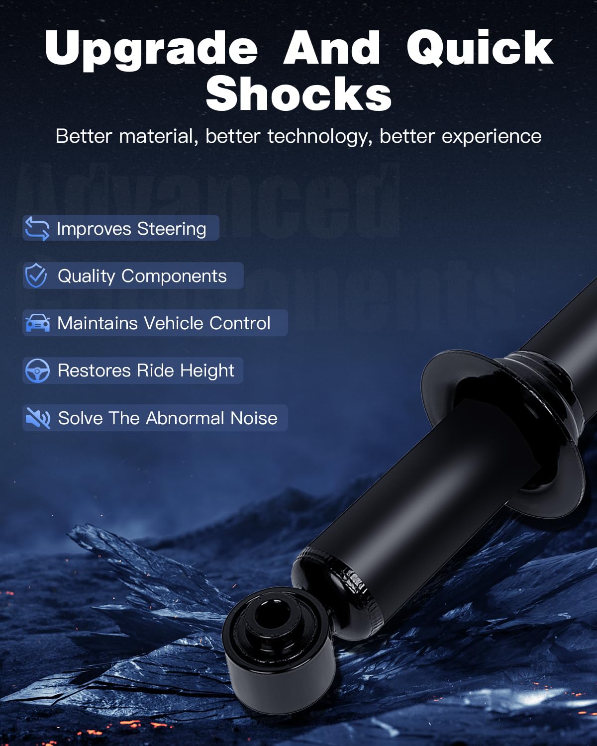 ECCPP Gas Rear Shock Absorbers for 2007-2010 Dodge Caliber, Jeep Compass & Patriot - Pair Replacement Shocks (Part #341654) - Smooth Ride & Enhanced Stability for Off-Road & Daily Commuting