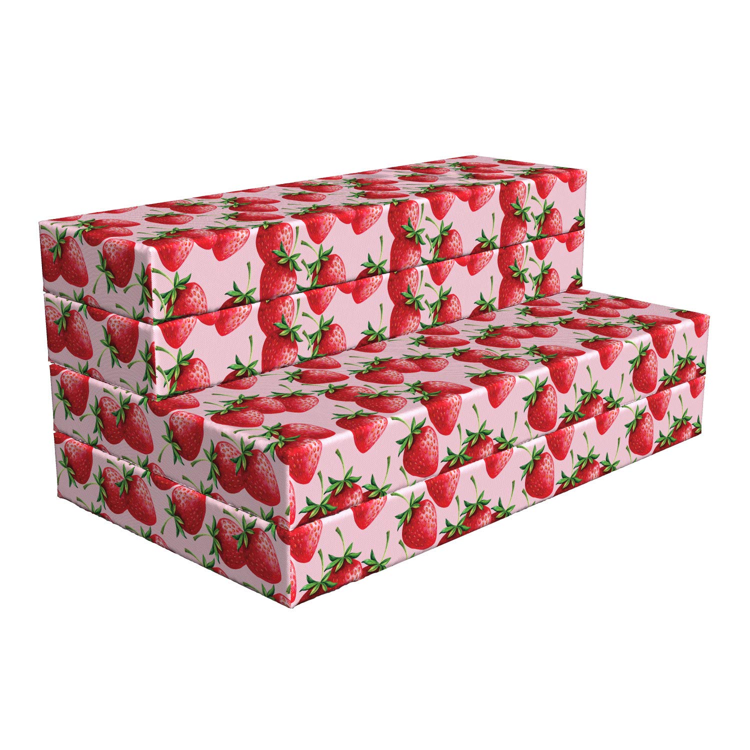 Ambesonne Red Foldable Mattress with Juicy Strawberries Print - 78.7