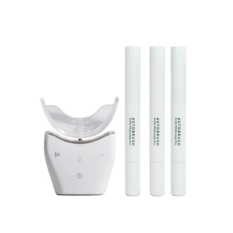 Autobrush LED Teeth Whitening Kit - Complete Home Whitening System with 30 Treatments (White) | Professional Dental Care for Brighter Smile at Home, Travel & Special Occasions