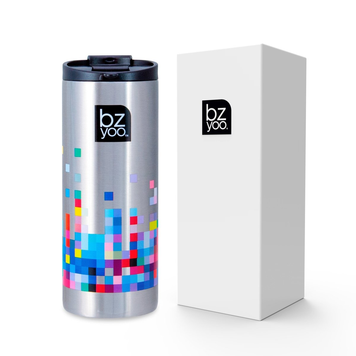 12oz Stainless Steel Vacuum Insulated Tumbler with Double Wall - Glitch Silver | Keeps Drinks Hot/Cold for Hours | Perfect for Coffee, Tea, and Outdoor Activities