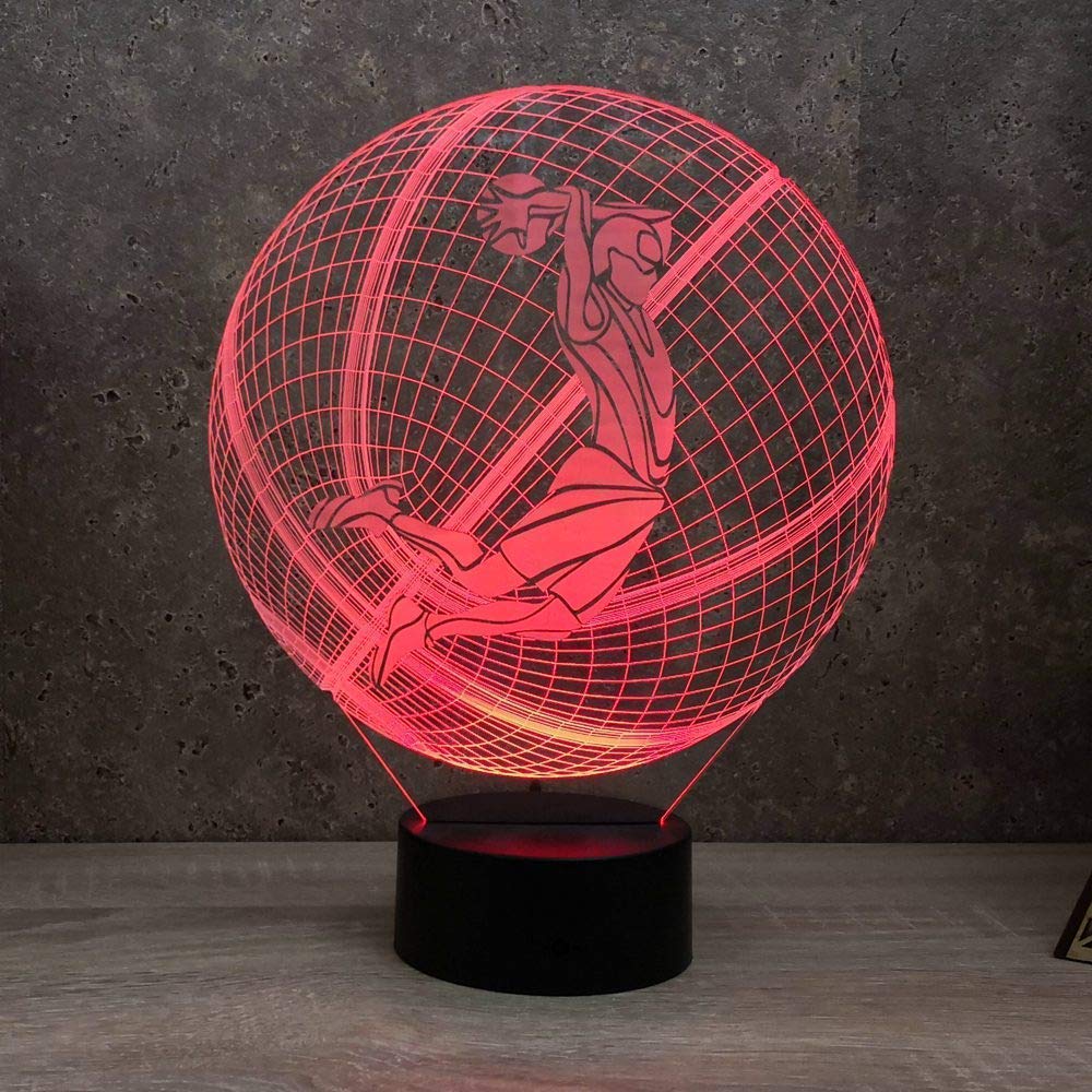 3D Basketball Dunk Night Light - LED Touch Switch Table Lamp with 7 Color Changing Modes, Optical Illusion Decor for Kids Room, Bedroom, and Office Desk - Perfect Gift for Christmas, Birthday, and Sports Lovers