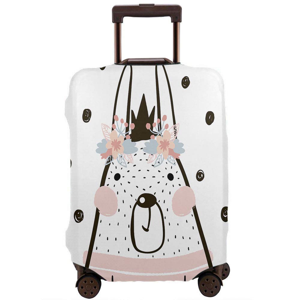 Cute Bunny Suitcase Cover with Crown & Flower Design - Polka Dot Luggage Protector for 18-20 Inch Bags - Perfect for Easter Travel & Girls' Vacation Accessories
