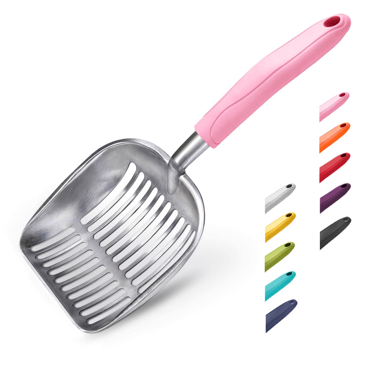 Premium WePet Aluminum Alloy Cat Litter Scoop - Durable Metal Kitty Litter Scooper with Long Handle & Deep Shovel for Easy Poop Sifting - Heavy Duty Litter Box Cleaner for Cats & Kittens - Perfect for Daily Pet Waste Cleaning & Odor Control