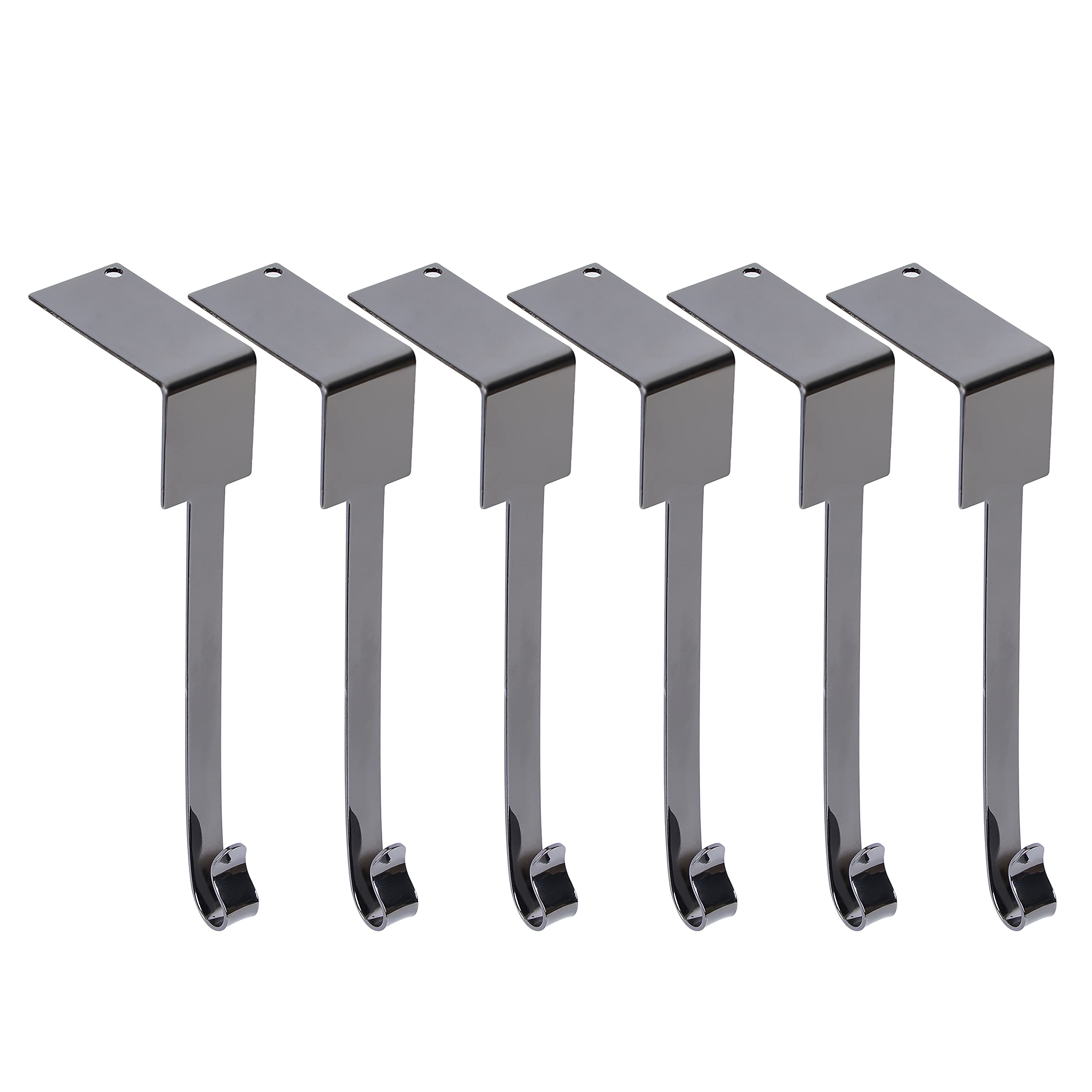 6-Pack Christmas Stocking Holders for Fireplace Mantel - Non-Slip Safety Hooks, Damage-Free Stocking Hangers for Xmas Decor (Black) - Perfect for Holiday Home Decor & Festive Fireplace Styling