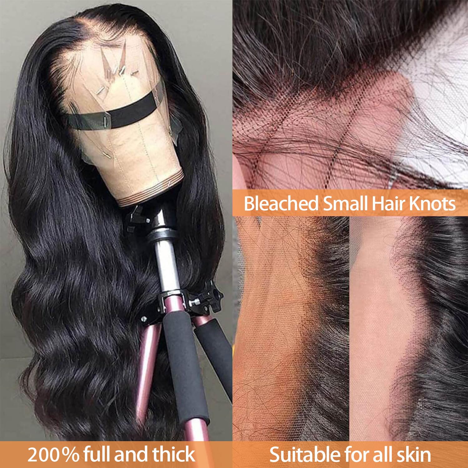 13x4 HD Transparent Lace Front Wigs Human Hair - 200% Density Body Wave 26 Inch Glueless Virgin Hair Lace Frontal Wigs for Women (Pre-Plucked with Baby Hair, Natural Black) | Perfect for Daily Wear, Cosplay, Weddings & Special Occasions