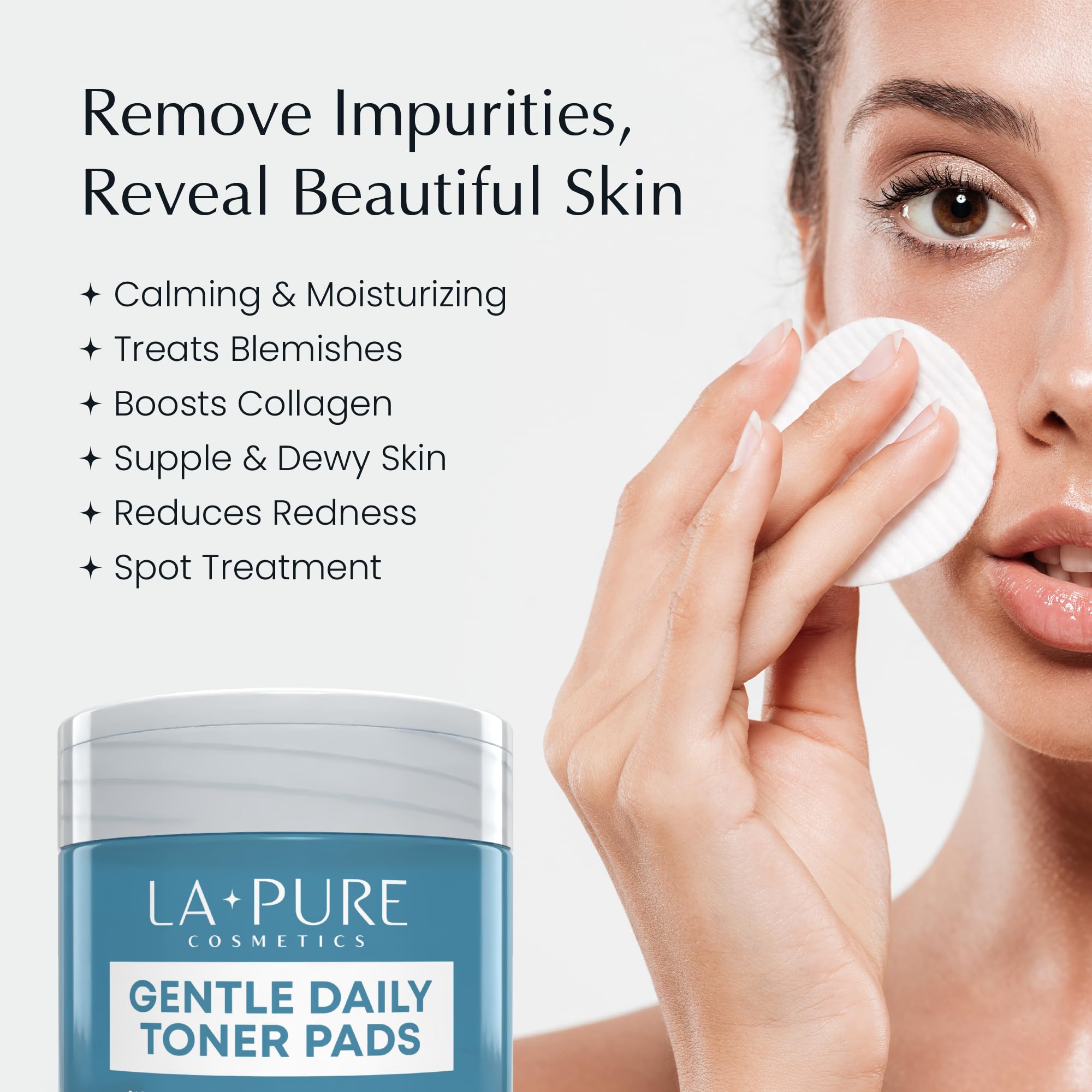 La Pure Witch Hazel & Centella Toner Pads - Hydrating Korean Skincare for Sensitive Skin | Daily Pore Care & Exfoliation