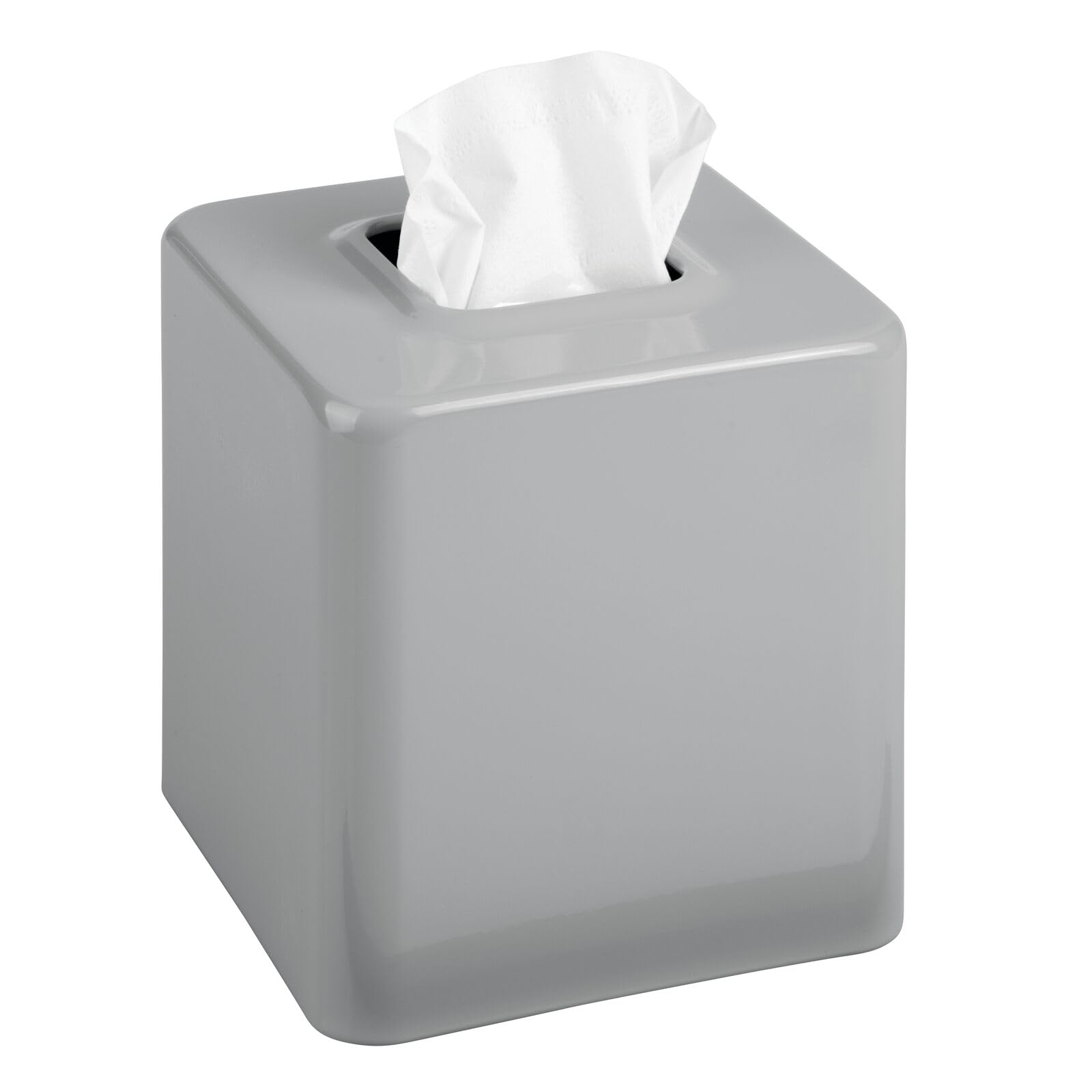Modern Gray Metal Square Tissue Box Cover - Stylish Facial Tissue Holder for Bathroom Vanity, Bedroom Dresser, Nightstand, Desk & Office Decor - Unity Collection - Perfect for Home & Office Organization