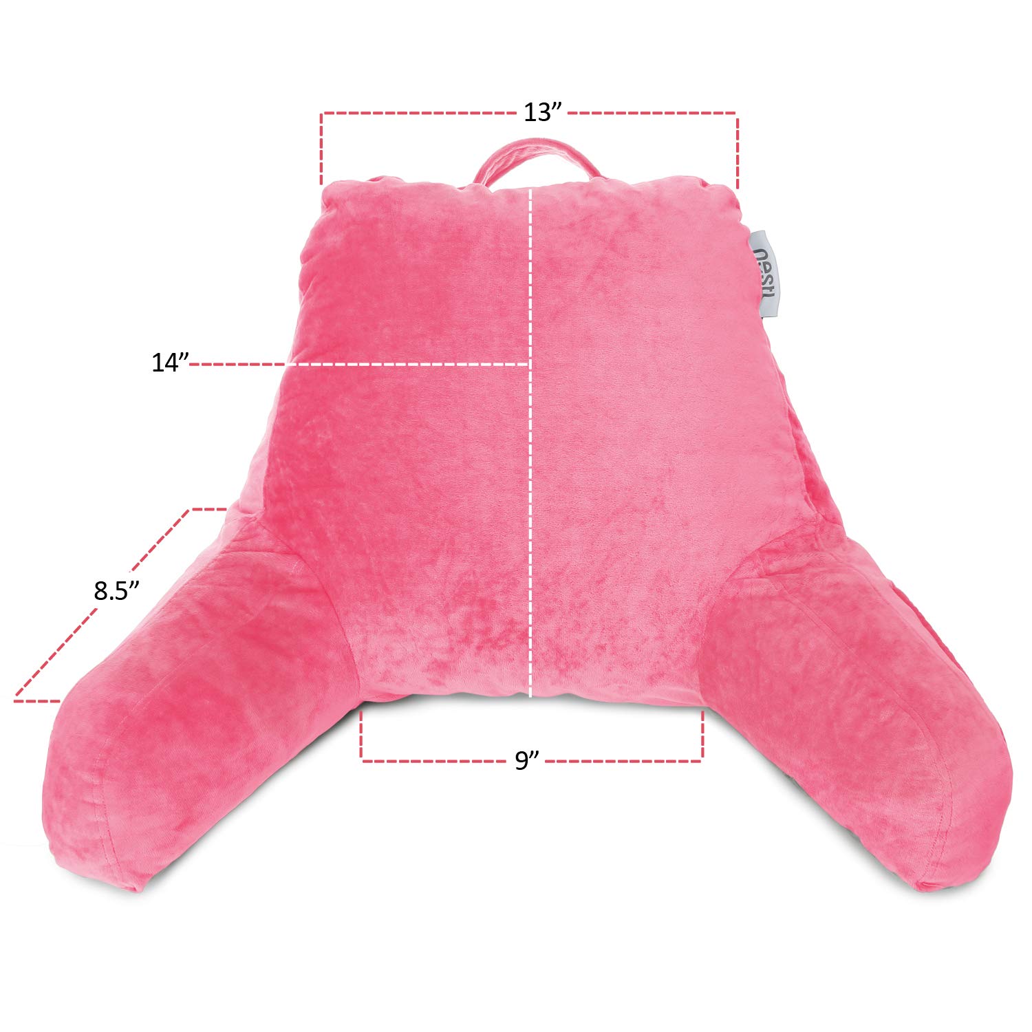 Nestle Kids Reading Pillow - Memory Foam Back Support Cushion for Sitting in Bed, Chair & Floor - Light Pink Bed Rest Pillow with Pockets | Perfect for Reading, Watching TV & Relaxing in Bedroom or Nursery