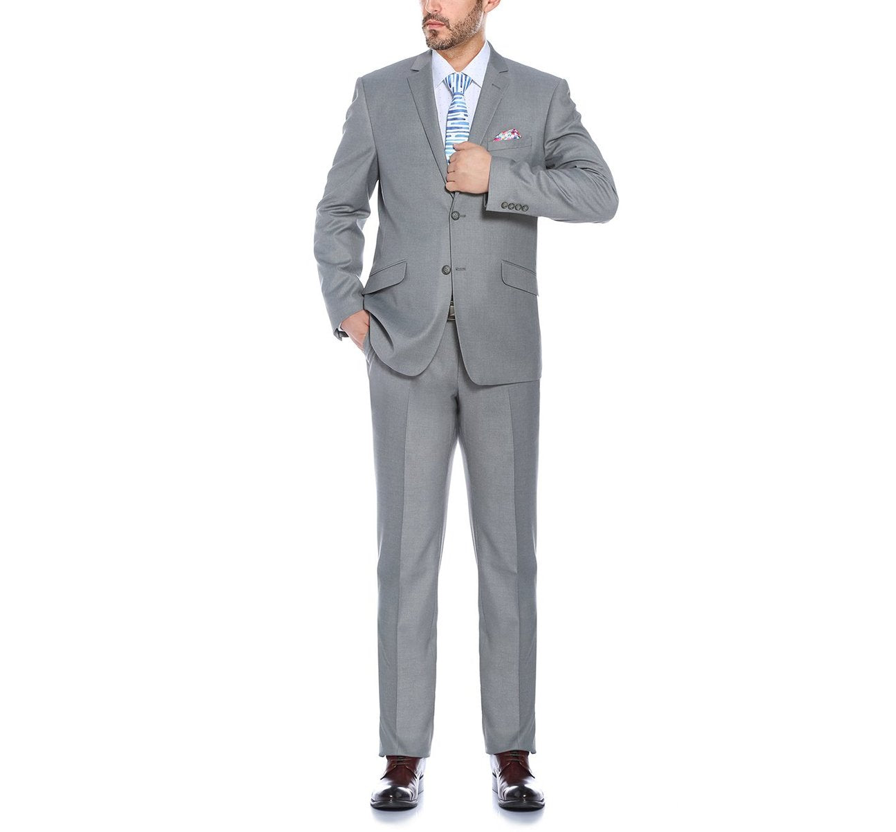 Alessandro Vitello by Renoir Slim Fit Solid Notch Lapel 2 Piece Suit 2110 | Men's Formal Business Attire | Perfect for Weddings, Office Wear & Special Occasions