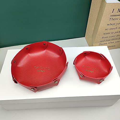 PU Round Desktop Organizer Tray - Multi-Purpose Folding Desk Organizer for Office Supplies, Stationery & Cosmetics | Space Saving Home & Office Desk Accessory for Work, Study & Vanity Organization