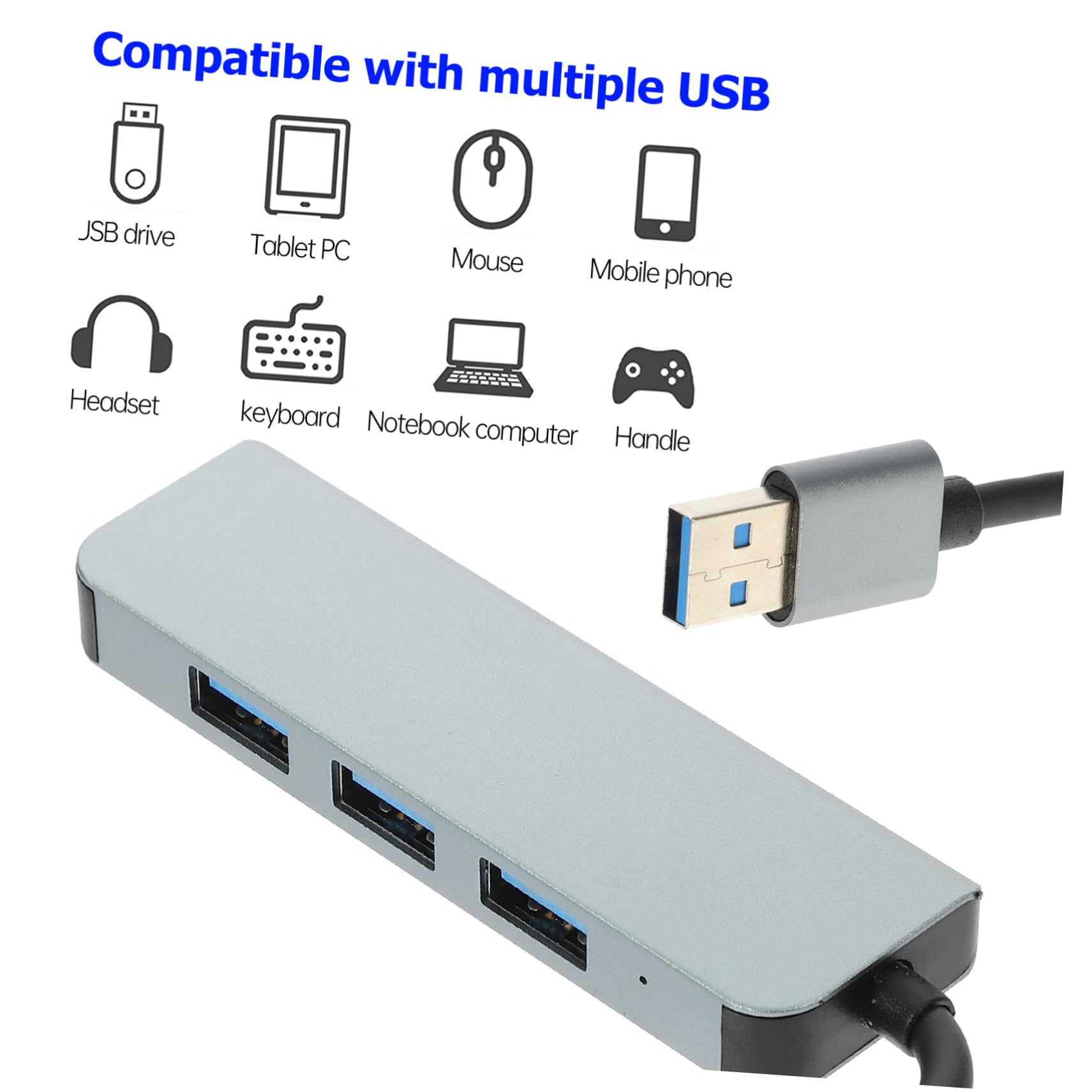 Veemoon 4-Port USB 3.0 Hub for Laptop, High-Speed USB Splitter with Data Transfer & Charging, Compact Multi-Port USB Hub for MacBook, PC, Tablet & Phone - Perfect for Home Office, Travel & Workspace Setup