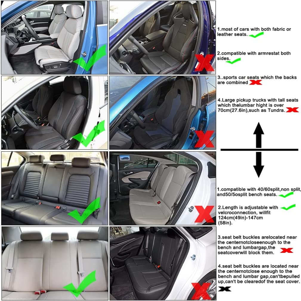 All-Weather PU Car Seat Cover - Anti-Slip Front & Rear Seat Protector for 2017 GMC Acadia Limited (2 Front Seats, Black/Red) | Perfect for Road Trips, Daily Commute & Pet Protection
