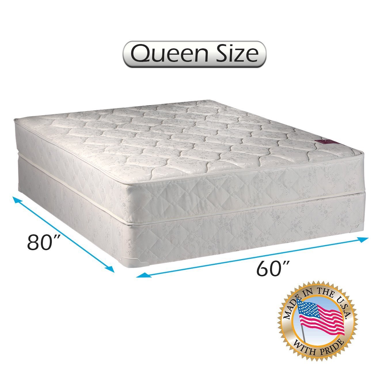 Dream Solutions USA Dream Sleep Legacy 1-Sided Orthopedic Mattress Set with Spine Support & Mattress Protector - Premium Quality Foam, Long-Lasting Comfort (Queen 60