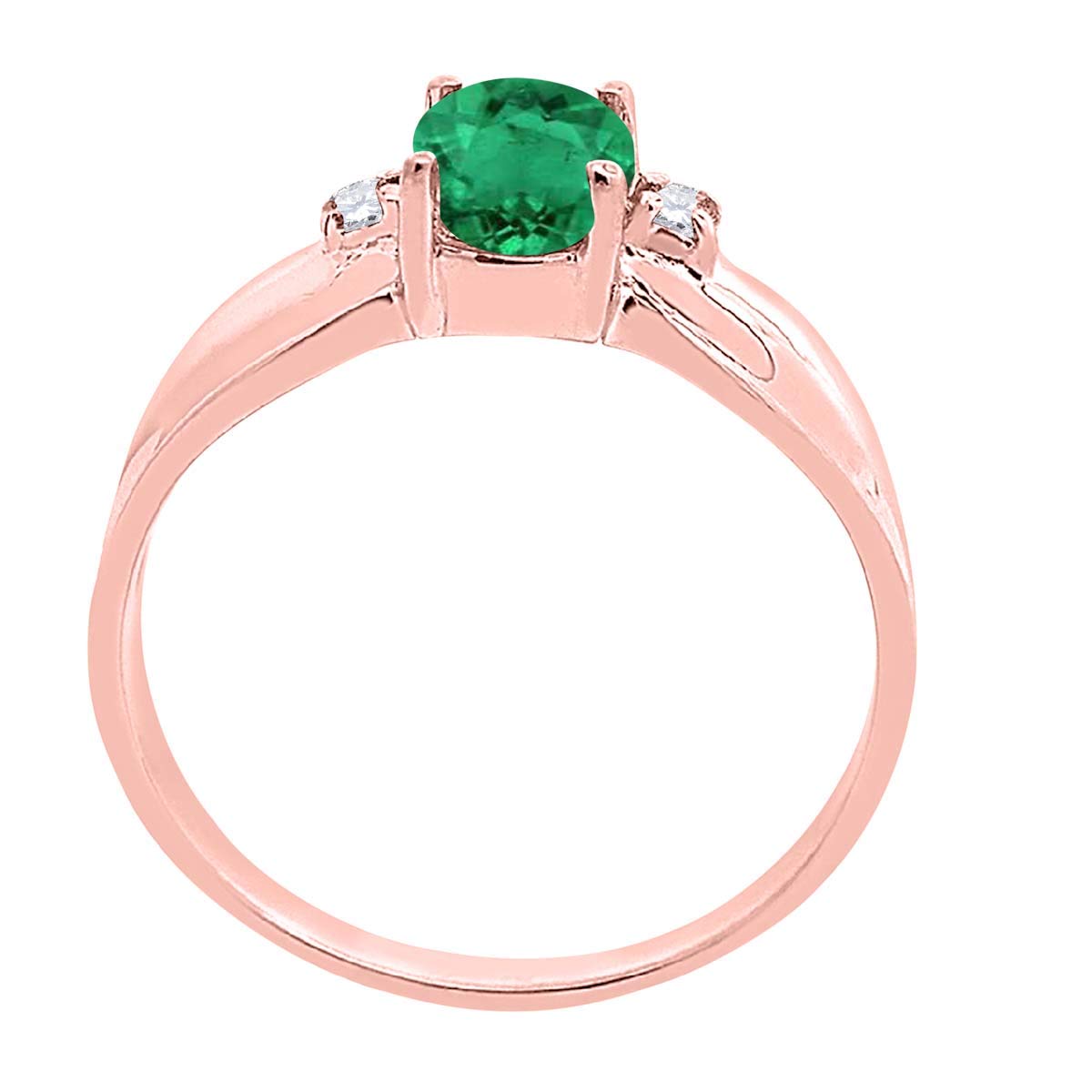 MauliJewels 0.9 Carat Oval Emerald and Diamond Engagement Ring for Women - 10K Rose Gold Prong Setting - Perfect for Weddings, Anniversaries & Special Occasions