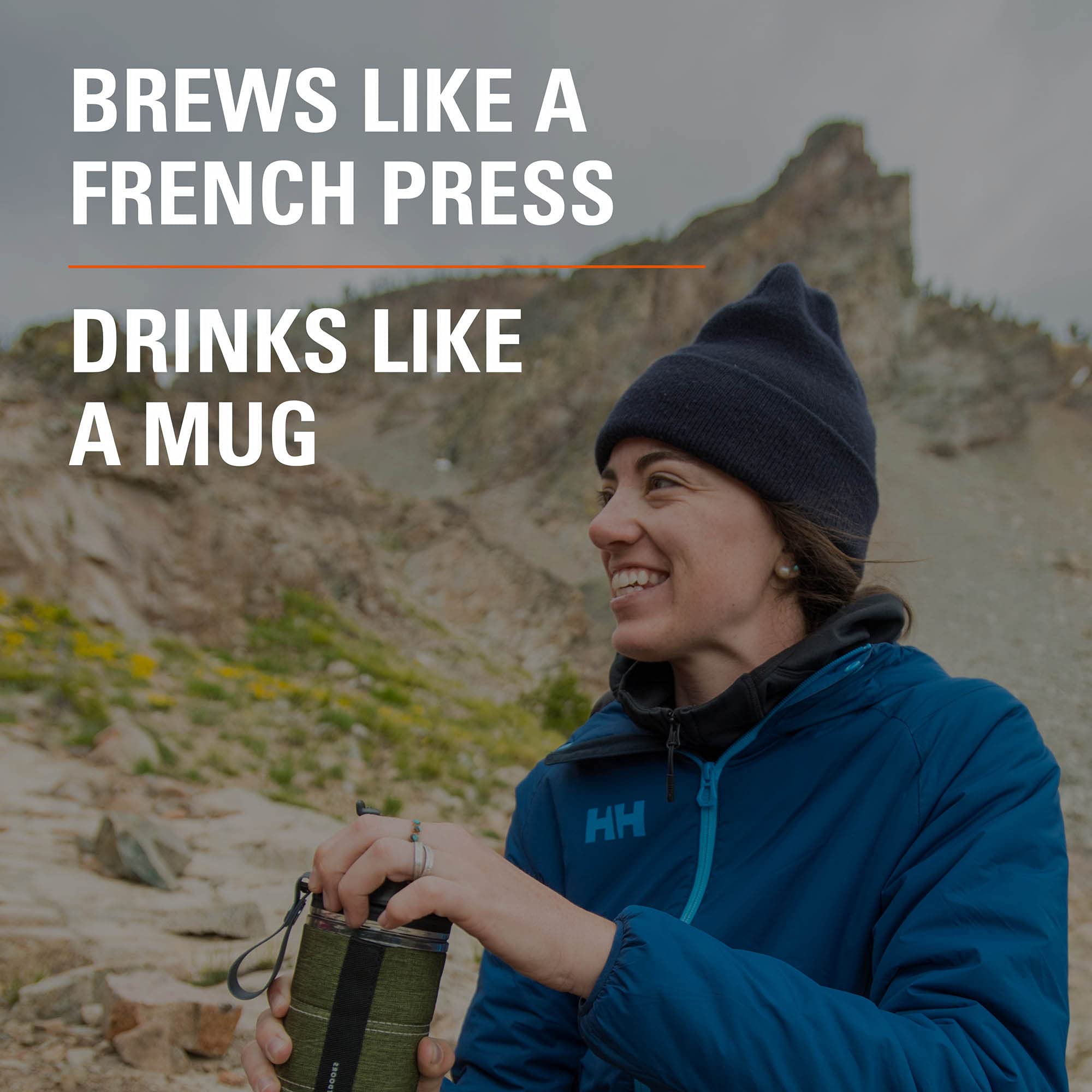 GSI Outdoors Commuter JavaPress - Portable French Press Coffee Maker for Camping, Hiking & Travel - Stainless Steel Insulated Coffee Press for Outdoor Adventures