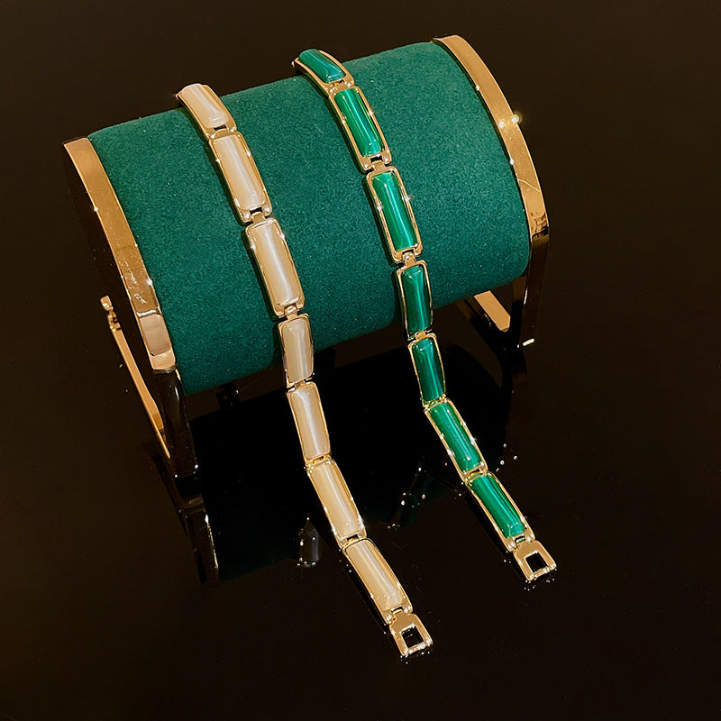 Cat Eye Stone CZ Charm Stacking Bracelet for Women | Elegant Layered Bracelet for Daily Wear & Special Occasions | HB931