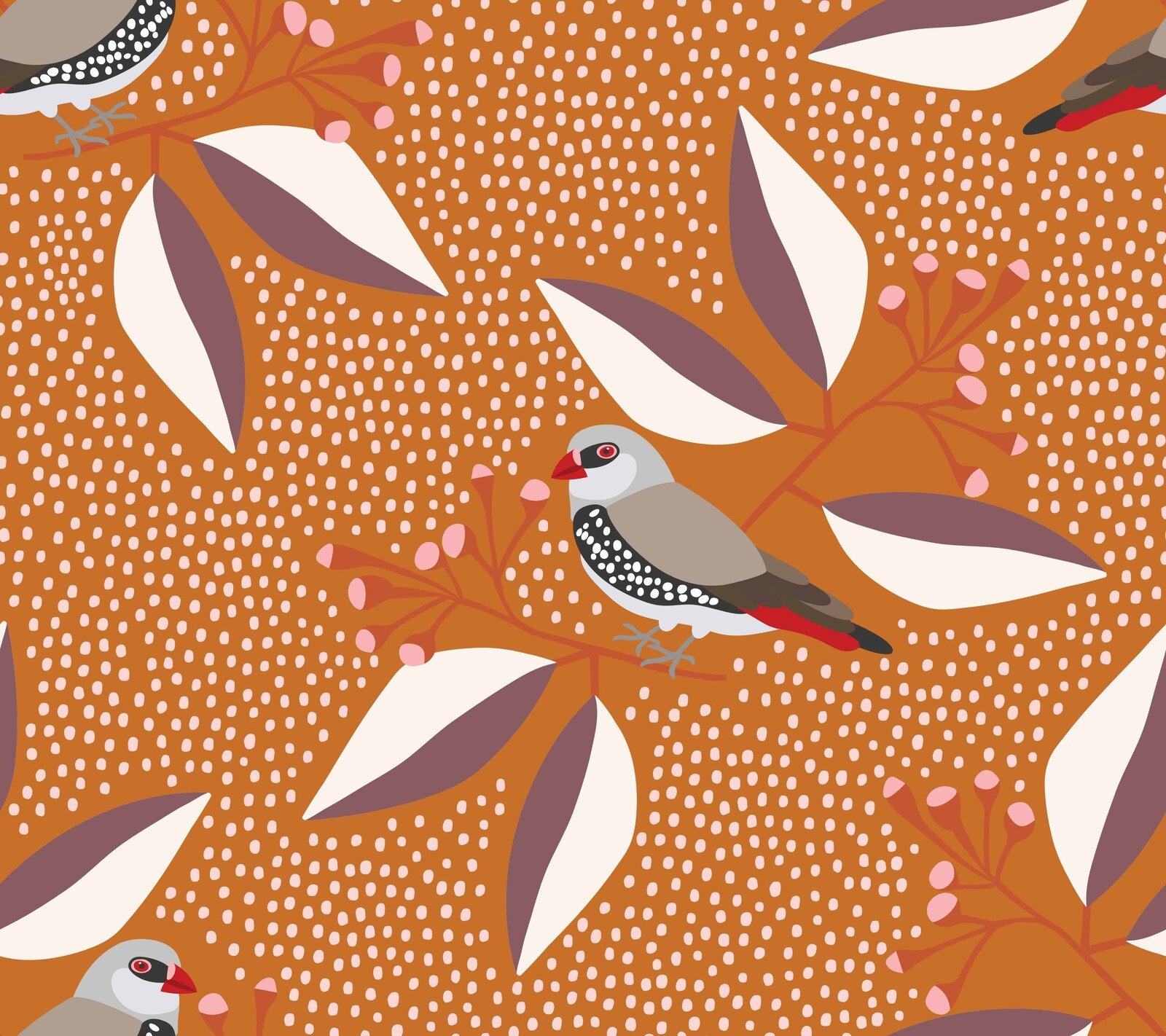 Diamond Firetail Wallpaper - Premium Peel & Stick Removable Wallpaper for Home Decor | Perfect for Living Room, Bedroom, Nursery & Office