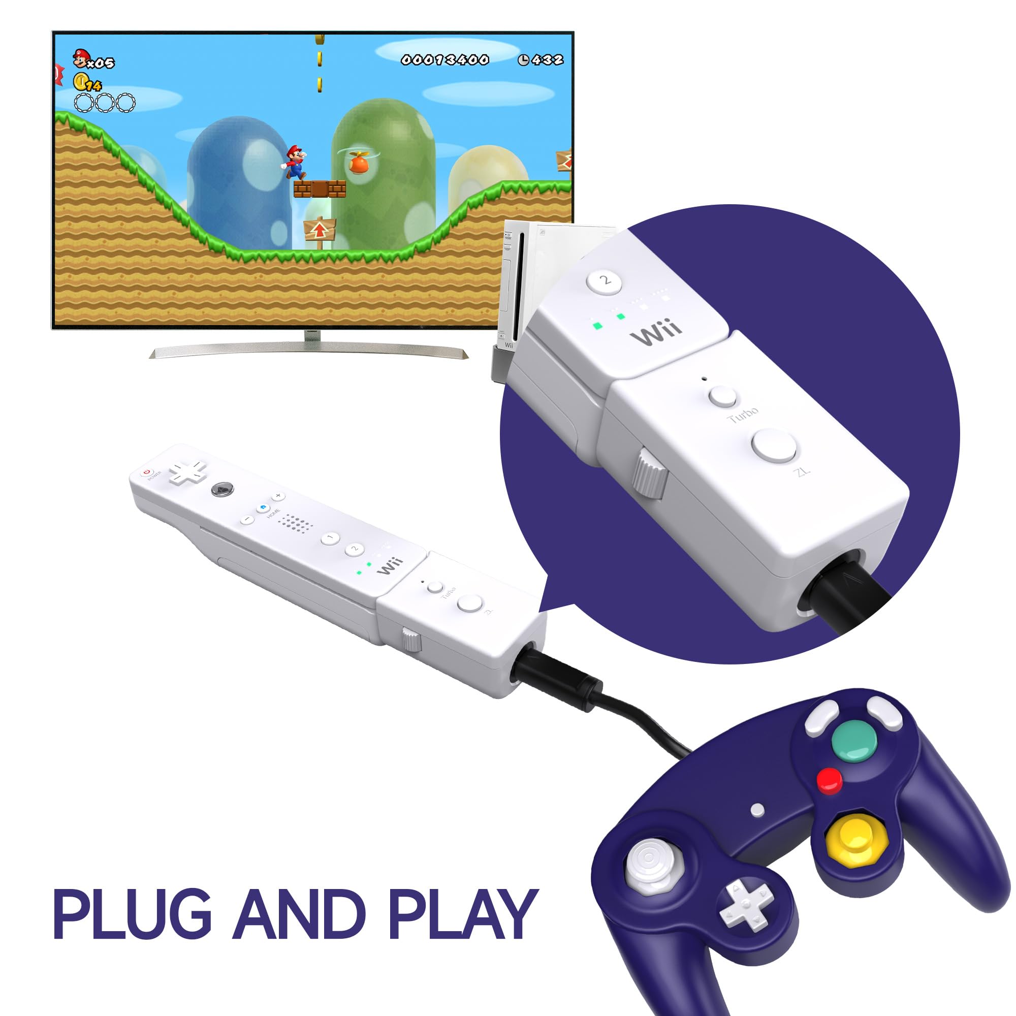 MAYFLASH GC Controller Adapter for Wii & Wii U - Dual Pack White | Perfect for Super Smash Bros & Mario Kart Gaming Sessions