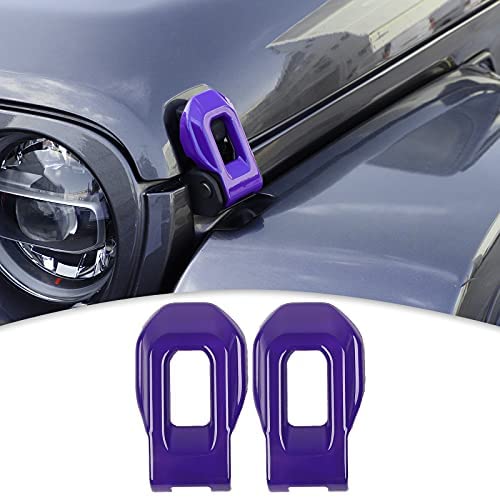 CheroCar Hood Lock Latches Cover for 2018-2021 Jeep Wrangler JL JLU & 2020-2021 Gladiator JT - Dark Purple Jeep Accessories for Off-Road Protection & Style Enhancement