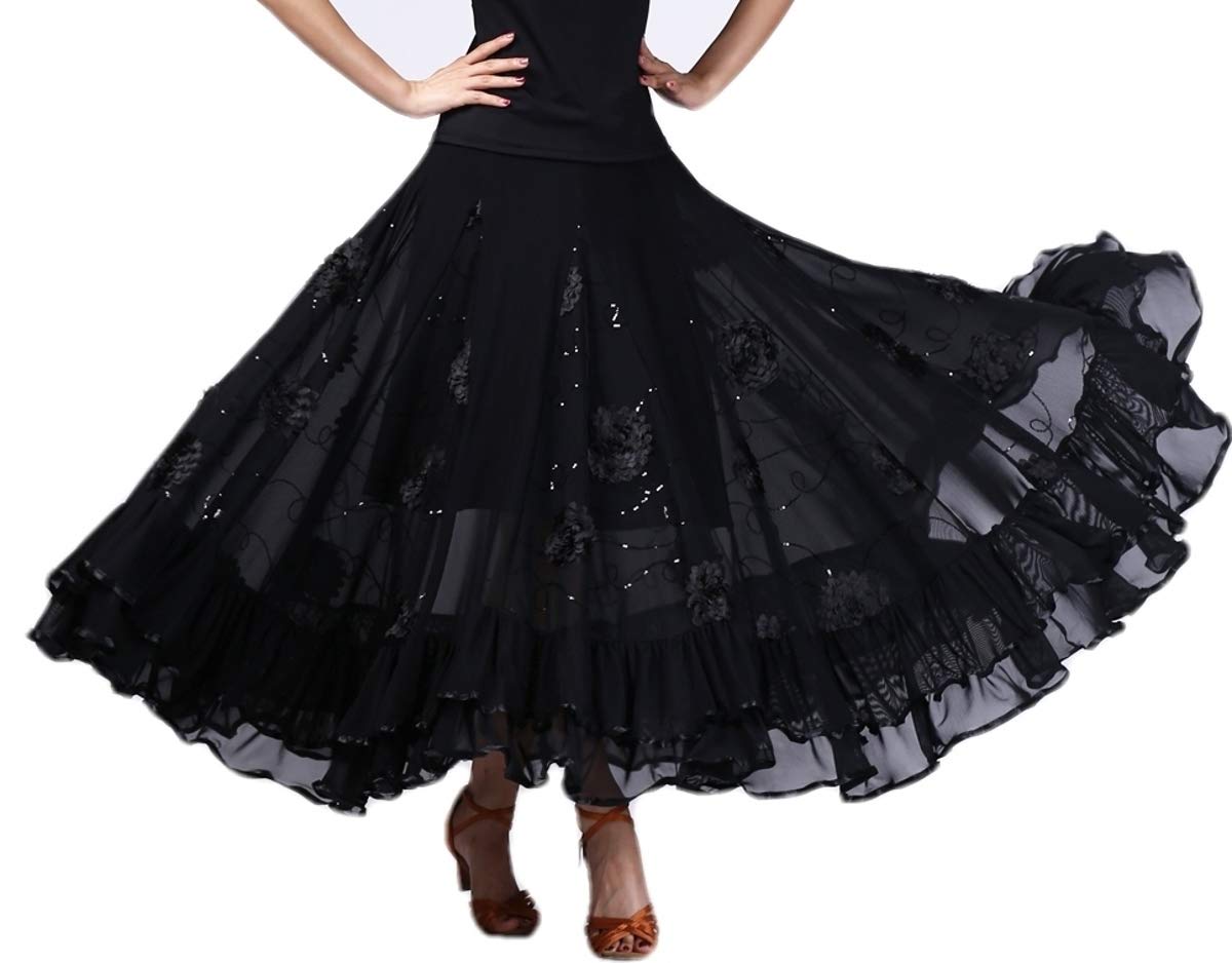 Elegant Ballroom Dance Skirt for Latin, Swing & Party - CISMARK Long Flowy Competition Skirt for Women - Perfect for Performances, Social Dances & Dance Classes